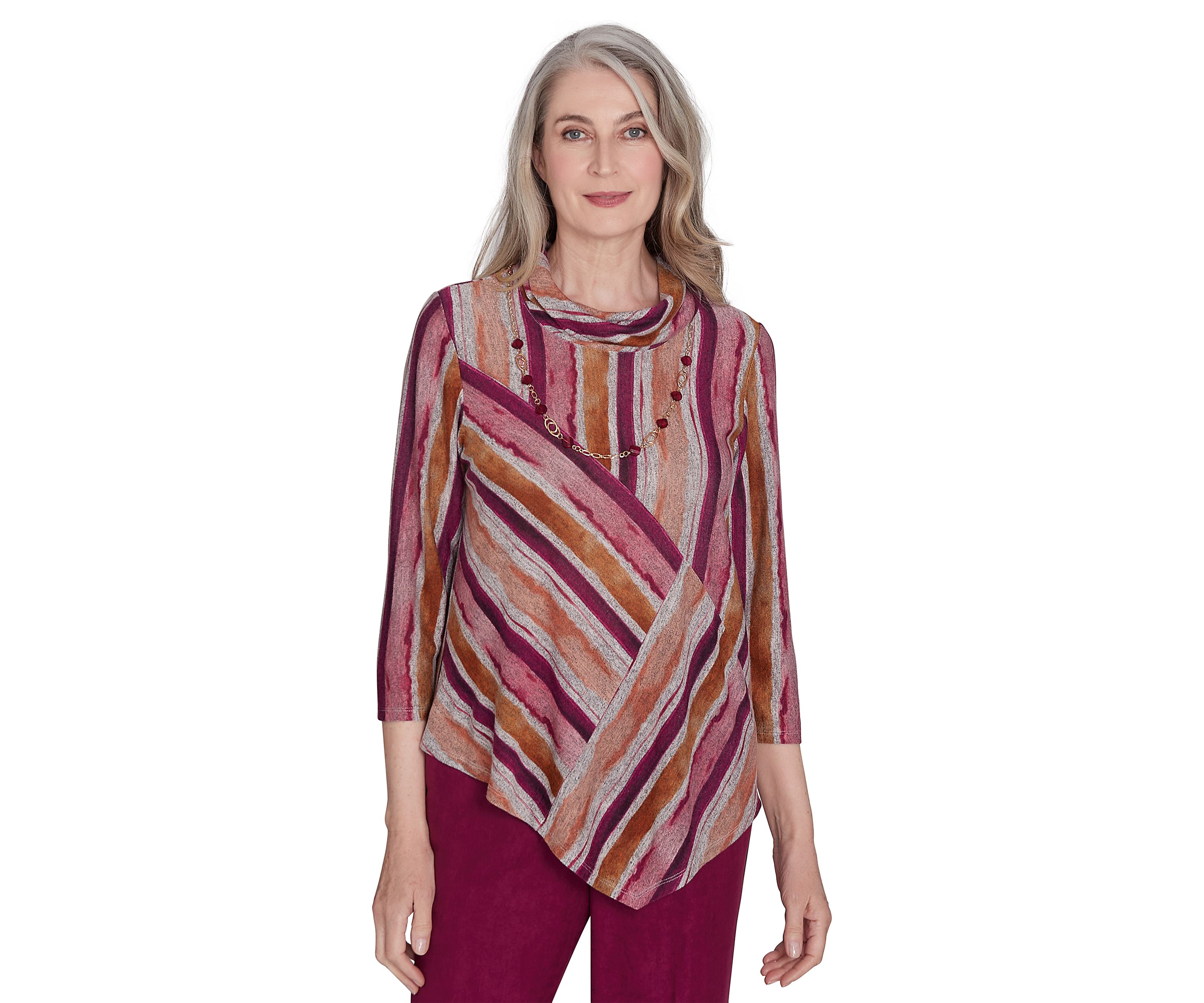Womens Wine Country Mélange Spliced Stripe Top