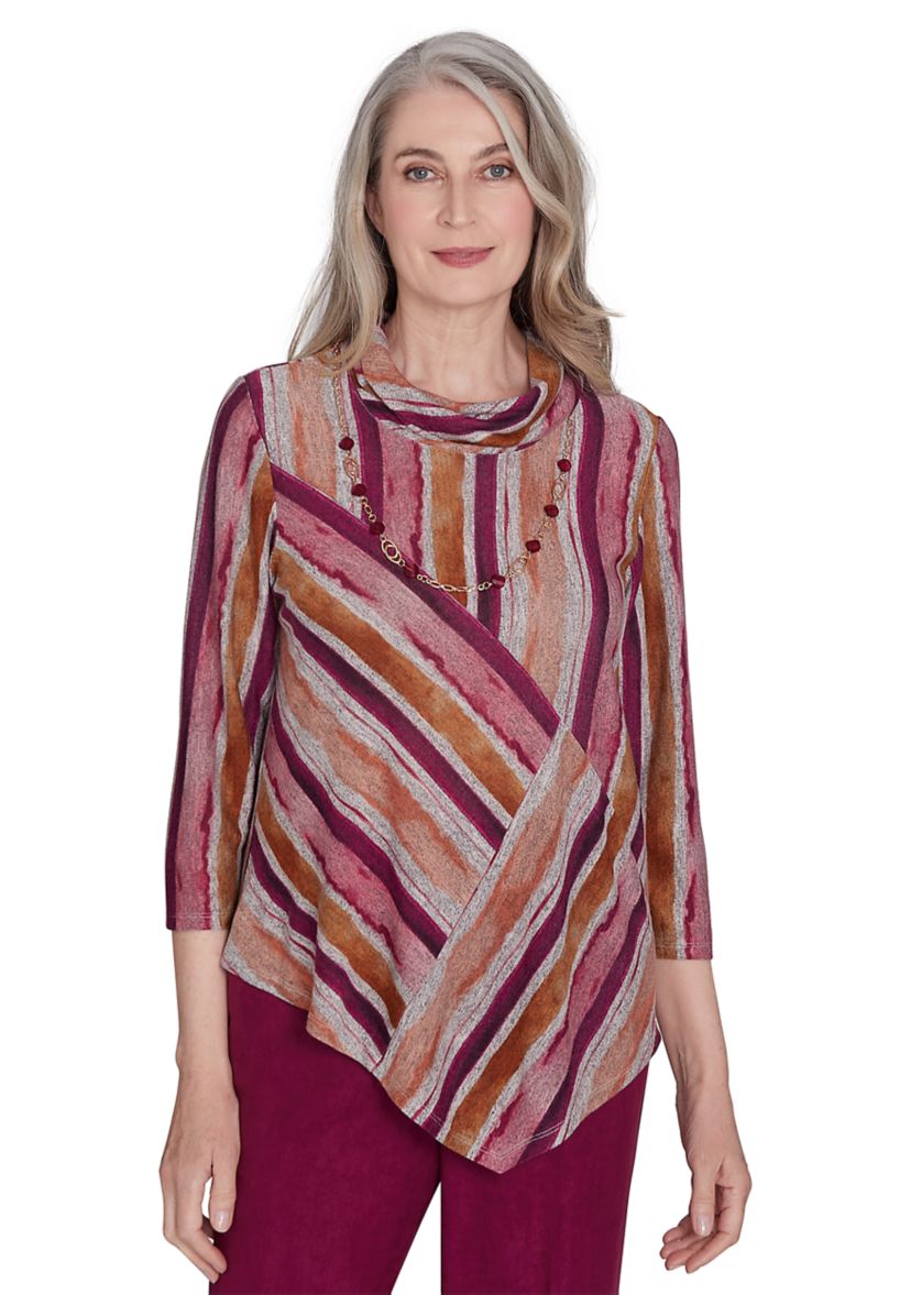Womens Wine Country Mélange Spliced Stripe Top