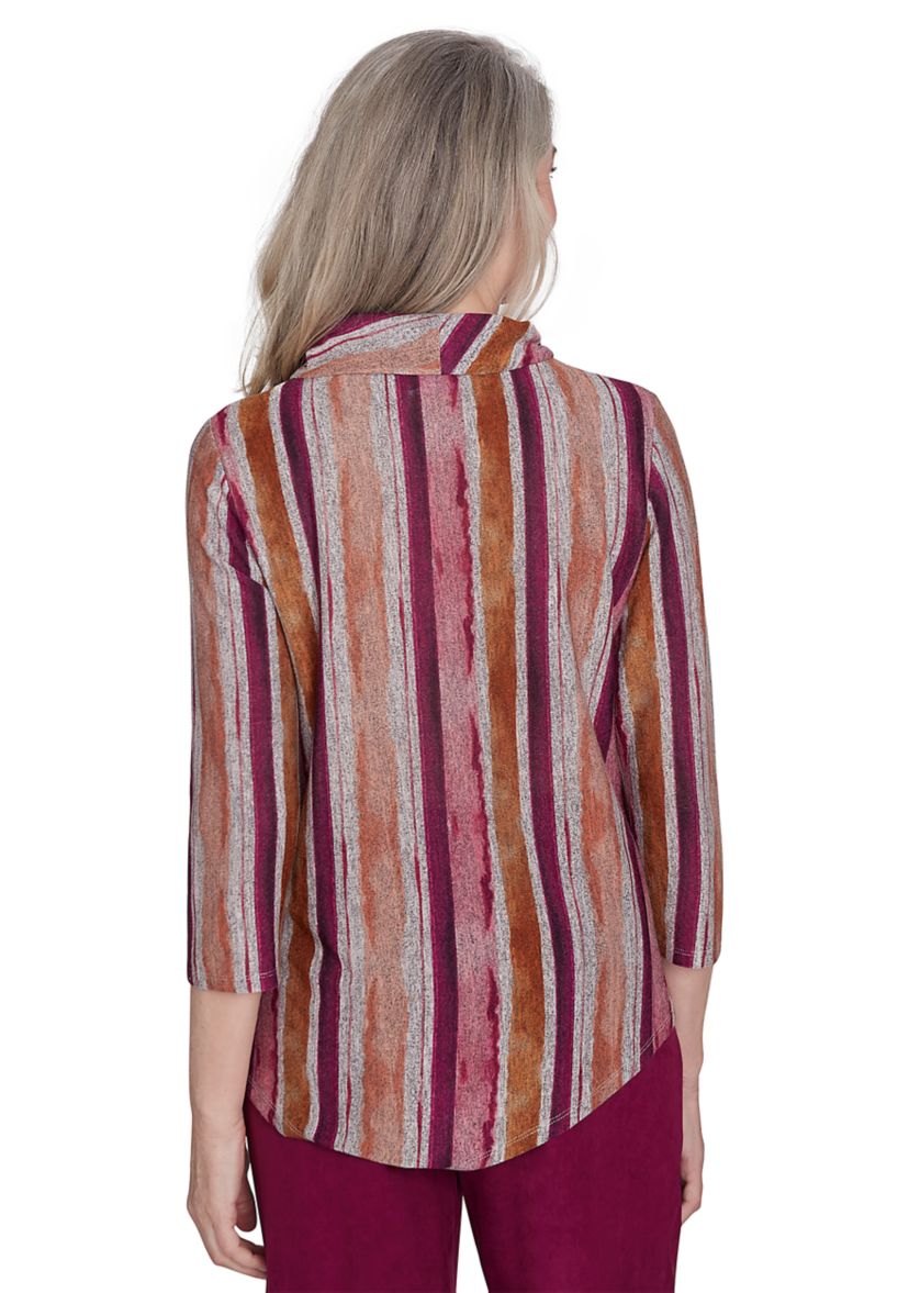 Womens Wine Country Mélange Spliced Stripe Top