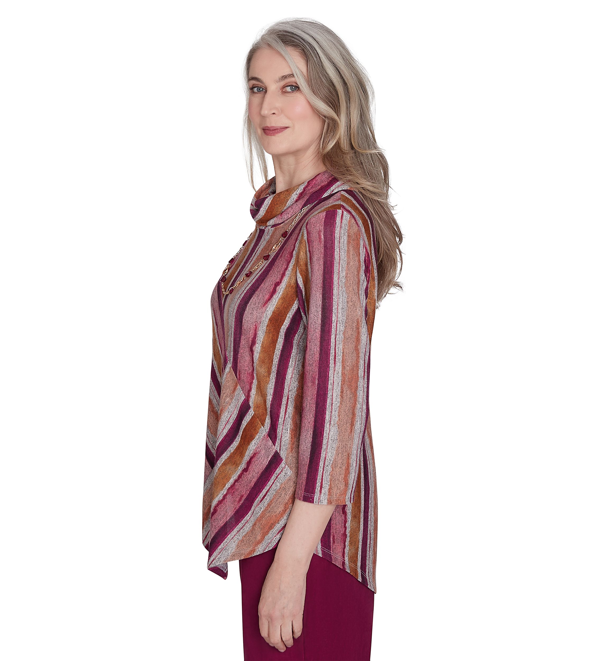 Womens Wine Country Mélange Spliced Stripe Top