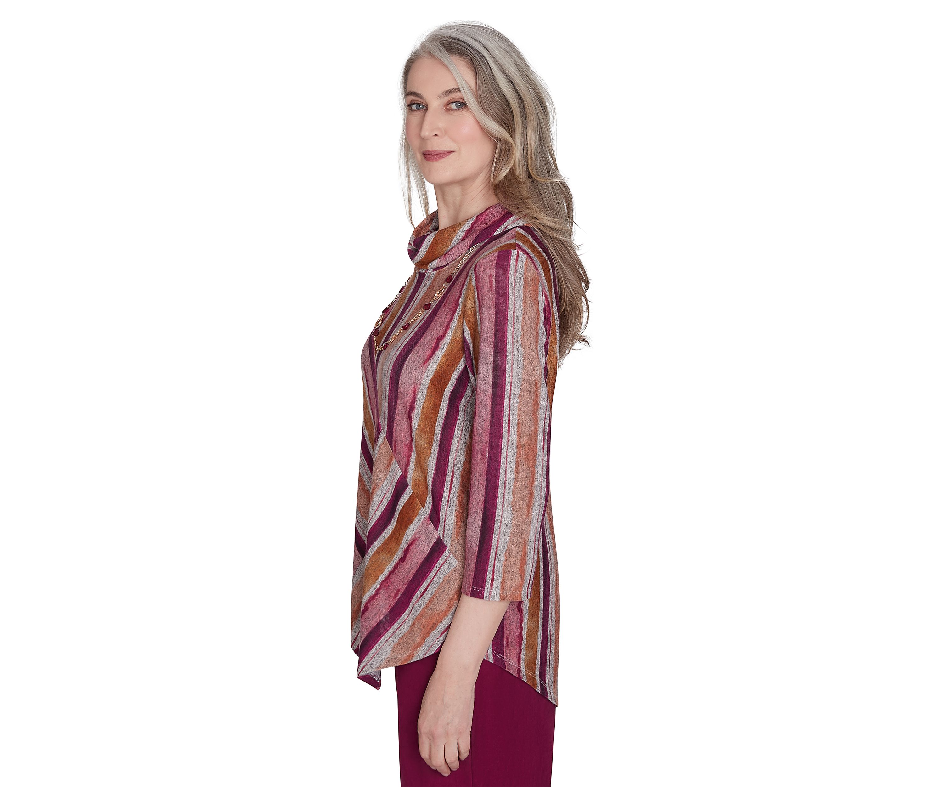Womens Wine Country Mélange Spliced Stripe Top