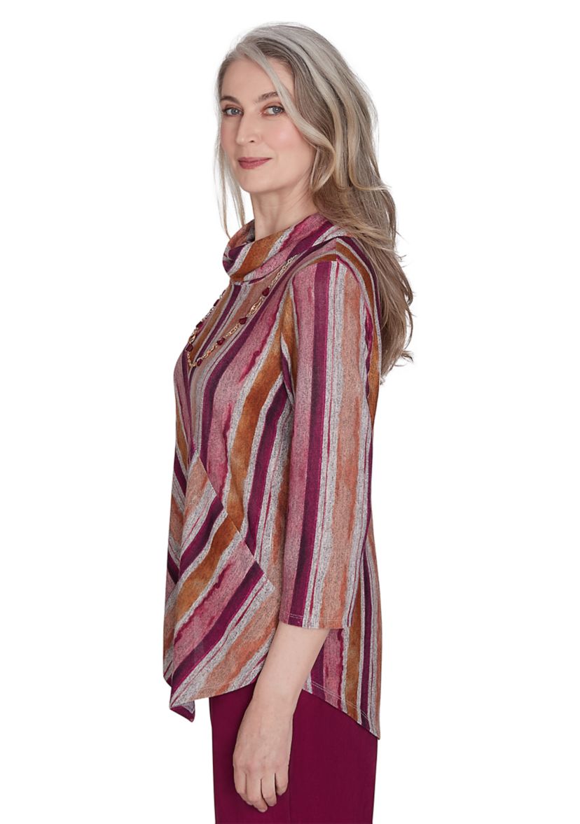 Womens Wine Country Mélange Spliced Stripe Top