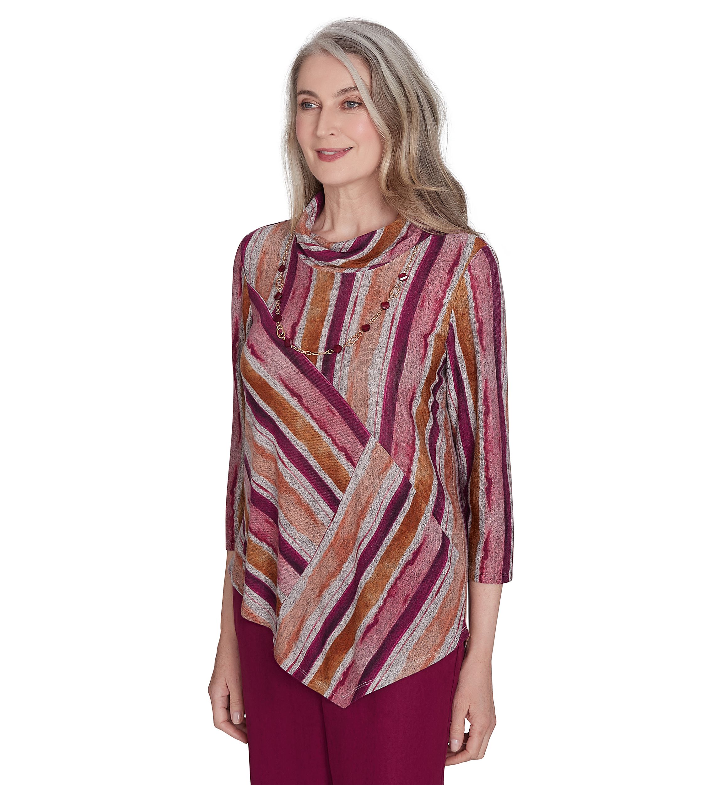 Womens Wine Country Mélange Spliced Stripe Top
