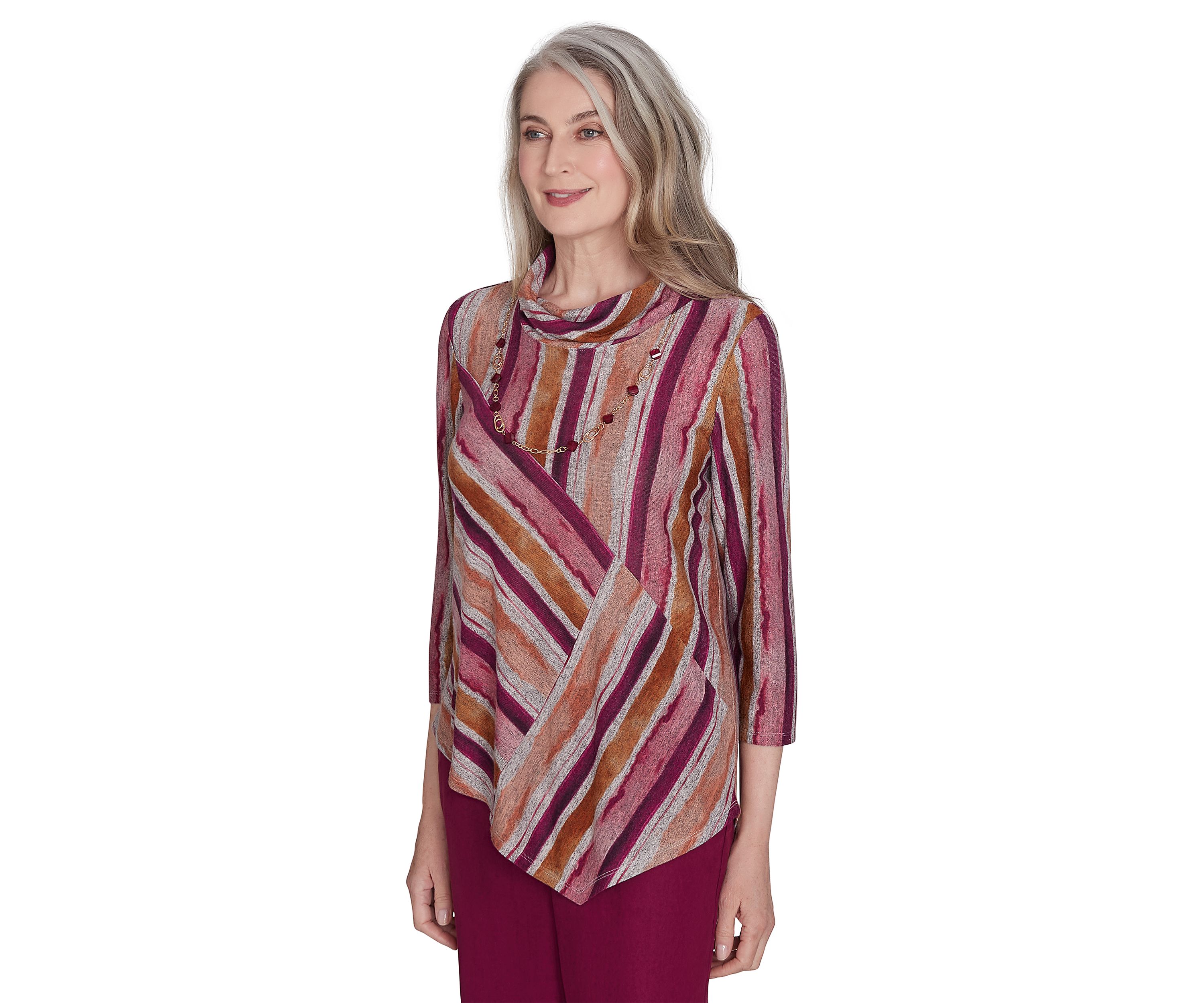 Womens Wine Country Mélange Spliced Stripe Top