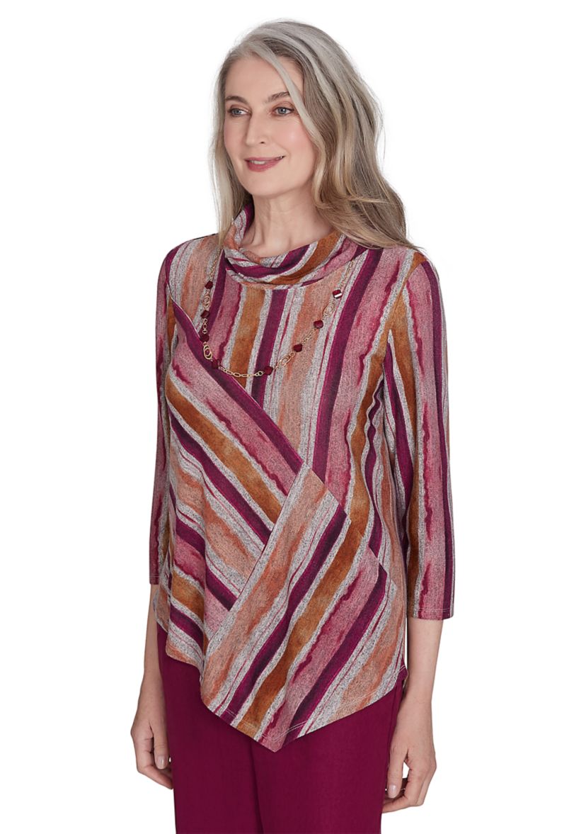 Womens Wine Country Mélange Spliced Stripe Top