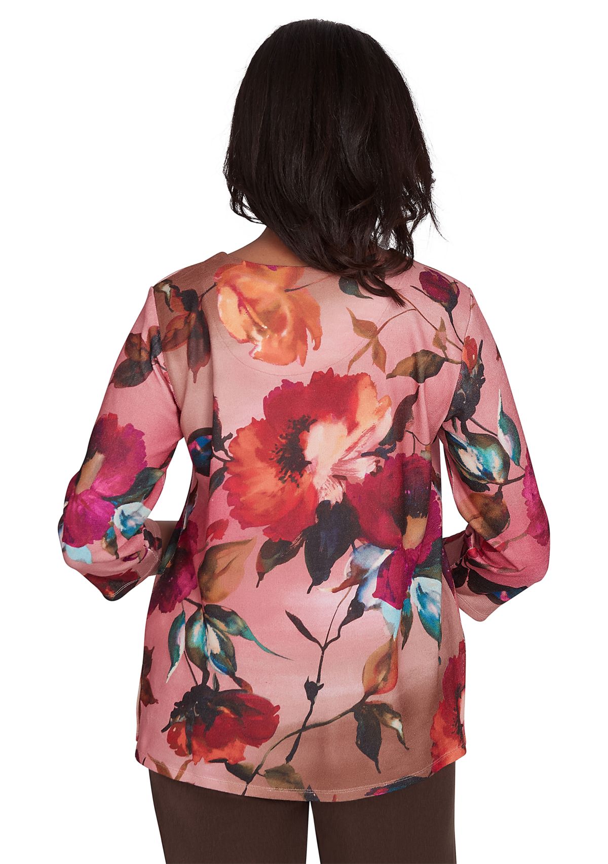 Womens Wine Country Dramatic Floral Printed Top
