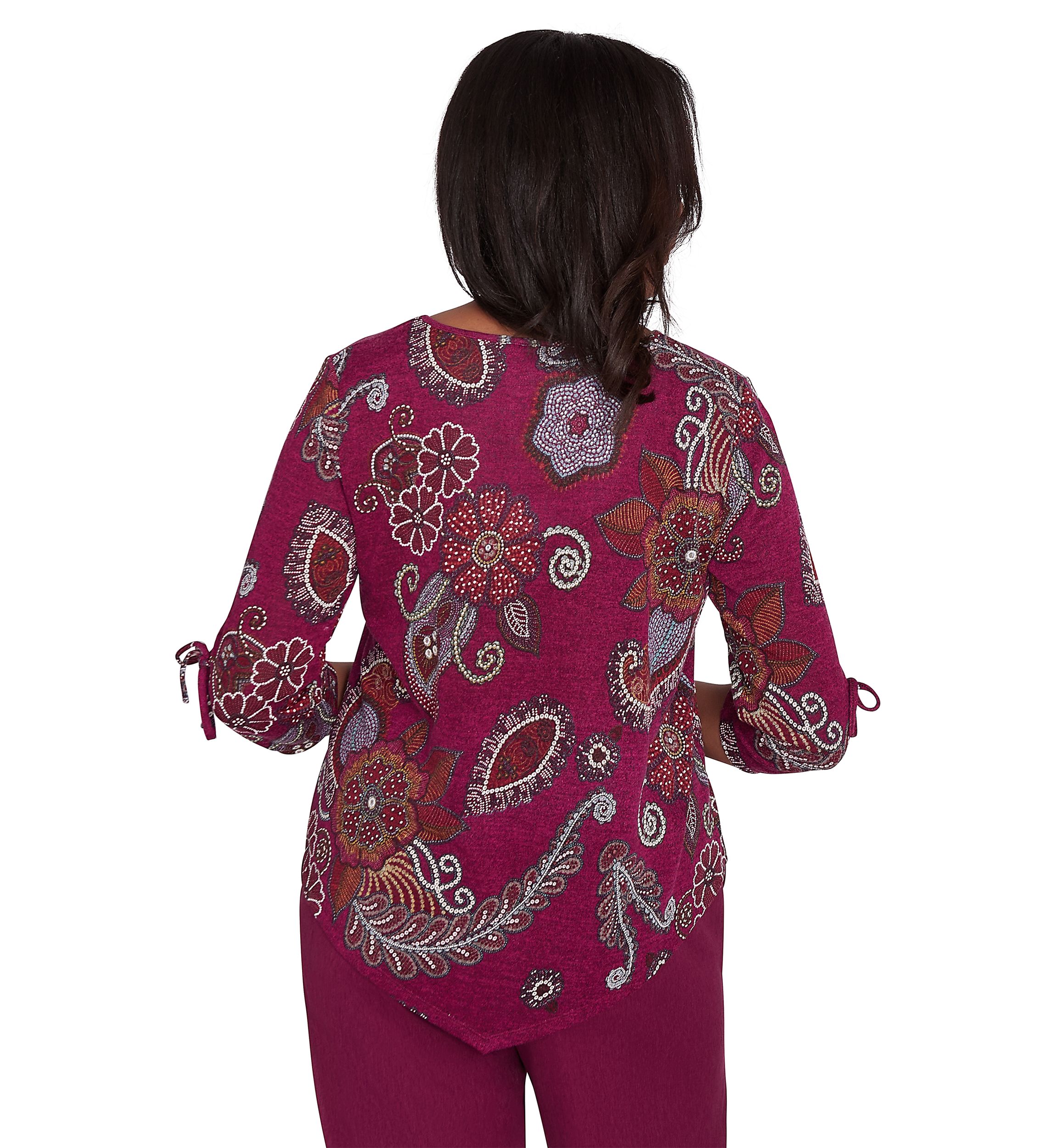 Womens Wine Country Melange Floral Medallion Top