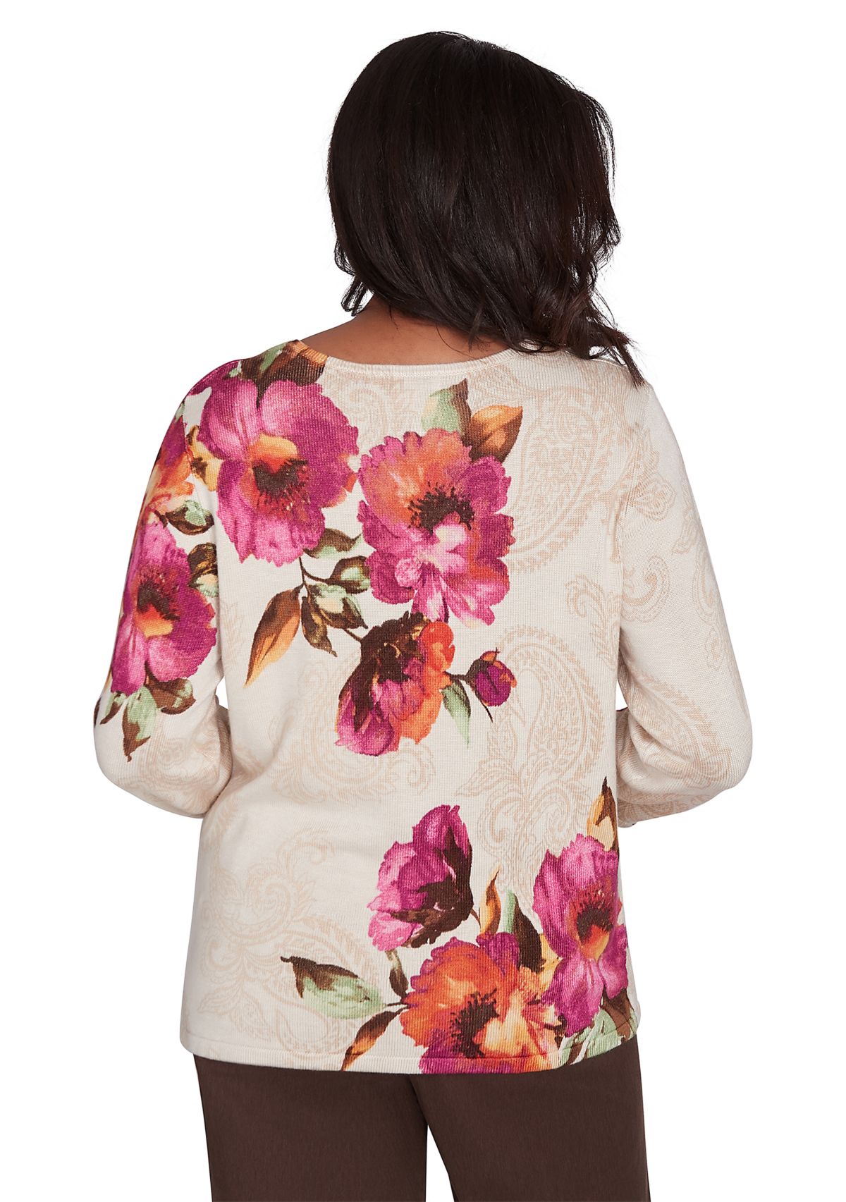 Womens Wine Country Watercolor Floral Top