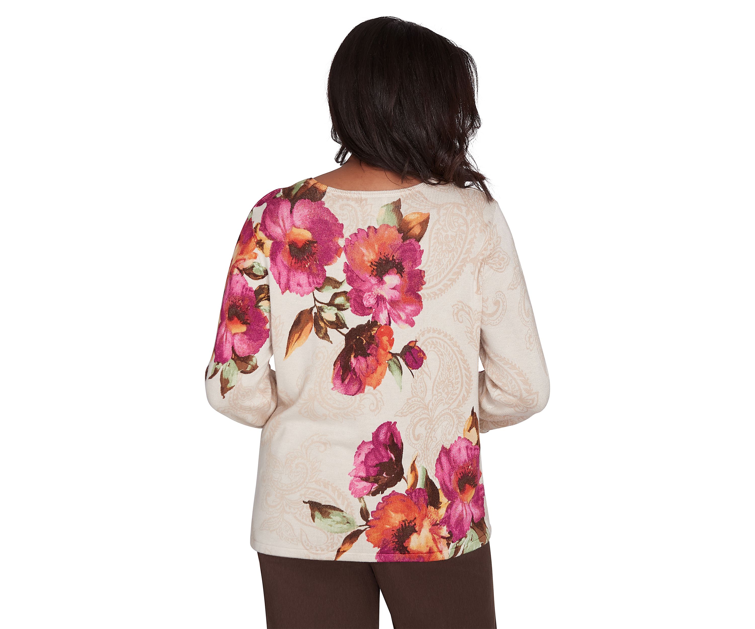 Womens Wine Country Watercolor Floral Top