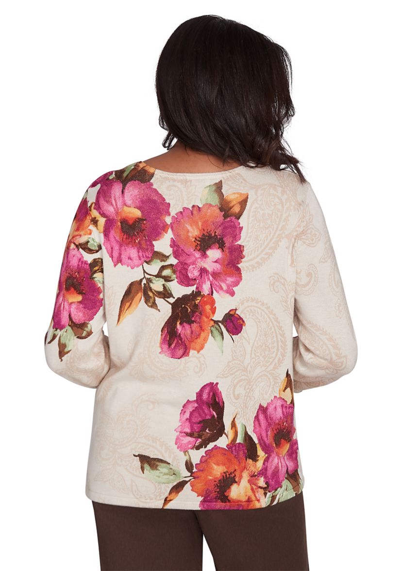Womens Wine Country Watercolor Floral Top