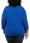 Plus Size 3/4 Sleeve Geometric Inner 2Fer Sweater 