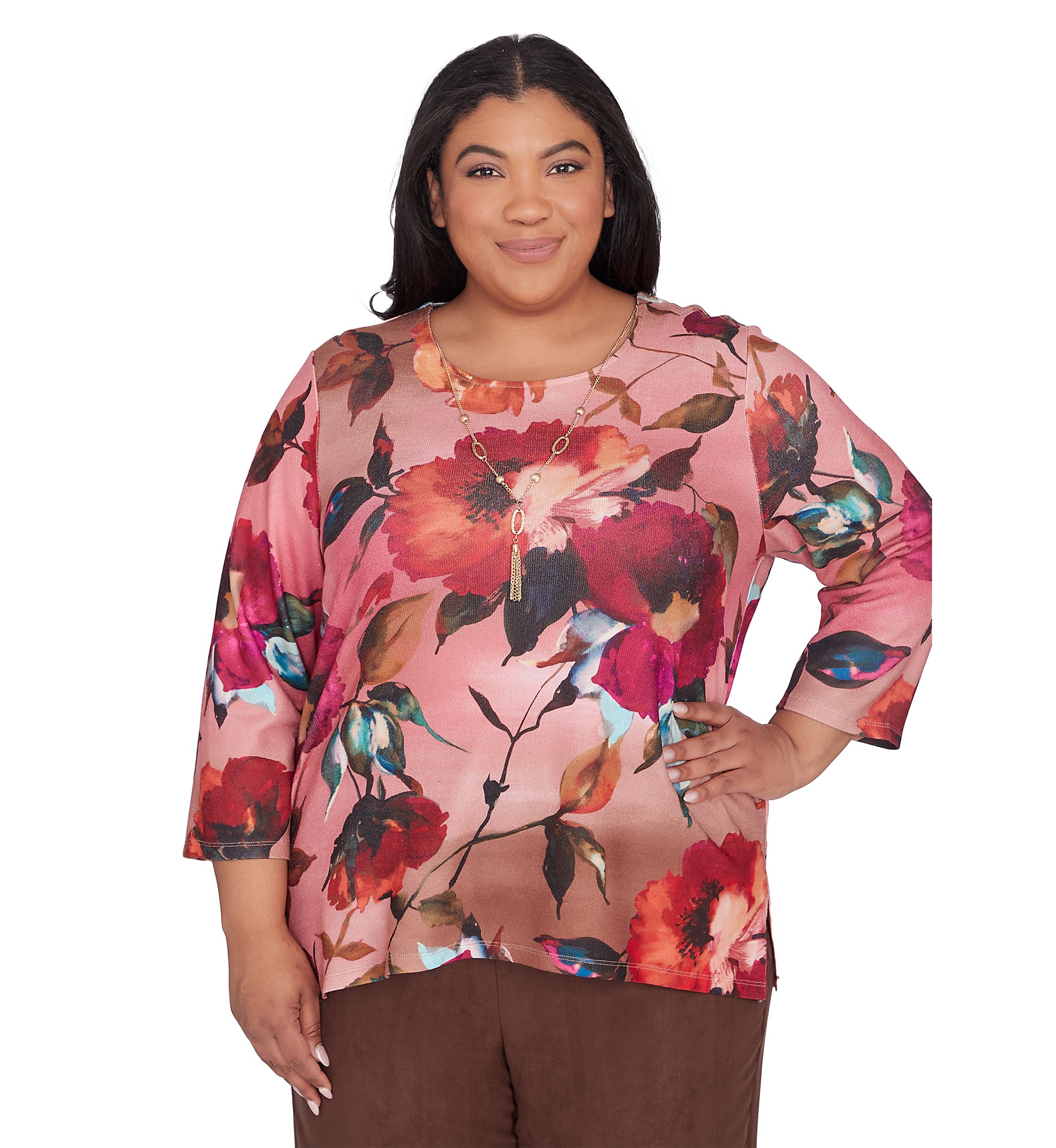 Plus Size Wine Country Dramatic Floral Top