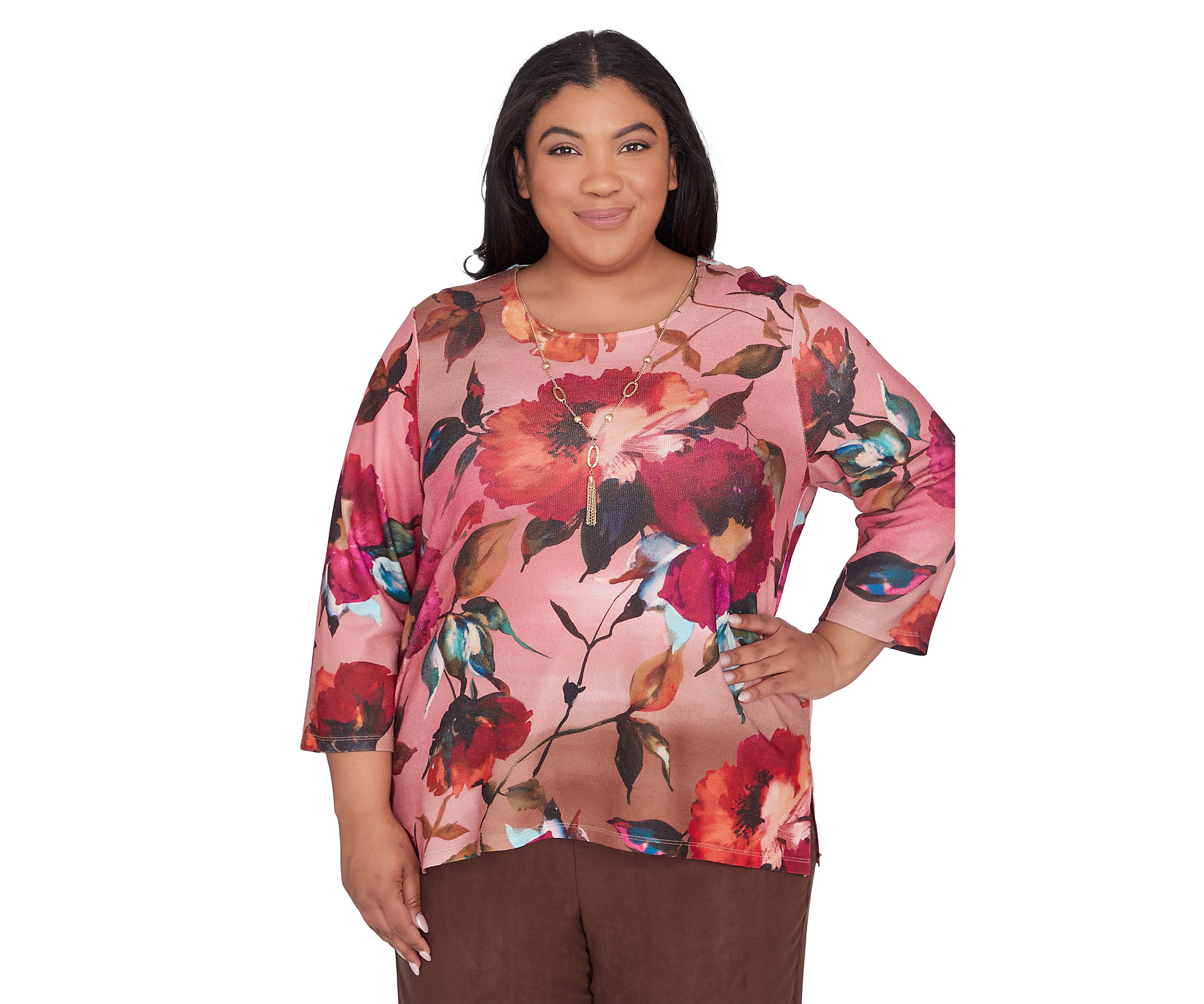 Plus Size Wine Country Dramatic Floral Top