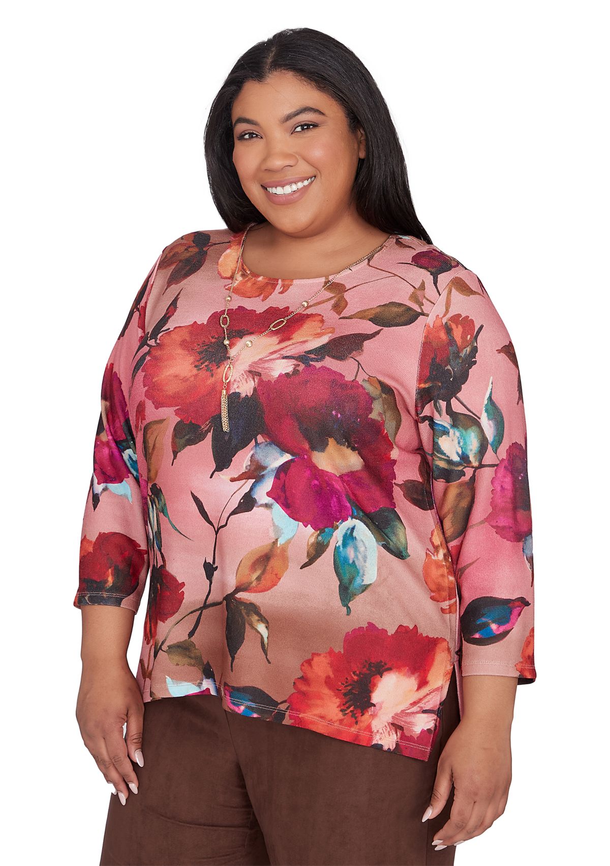 Plus Size Wine Country Dramatic Floral Top