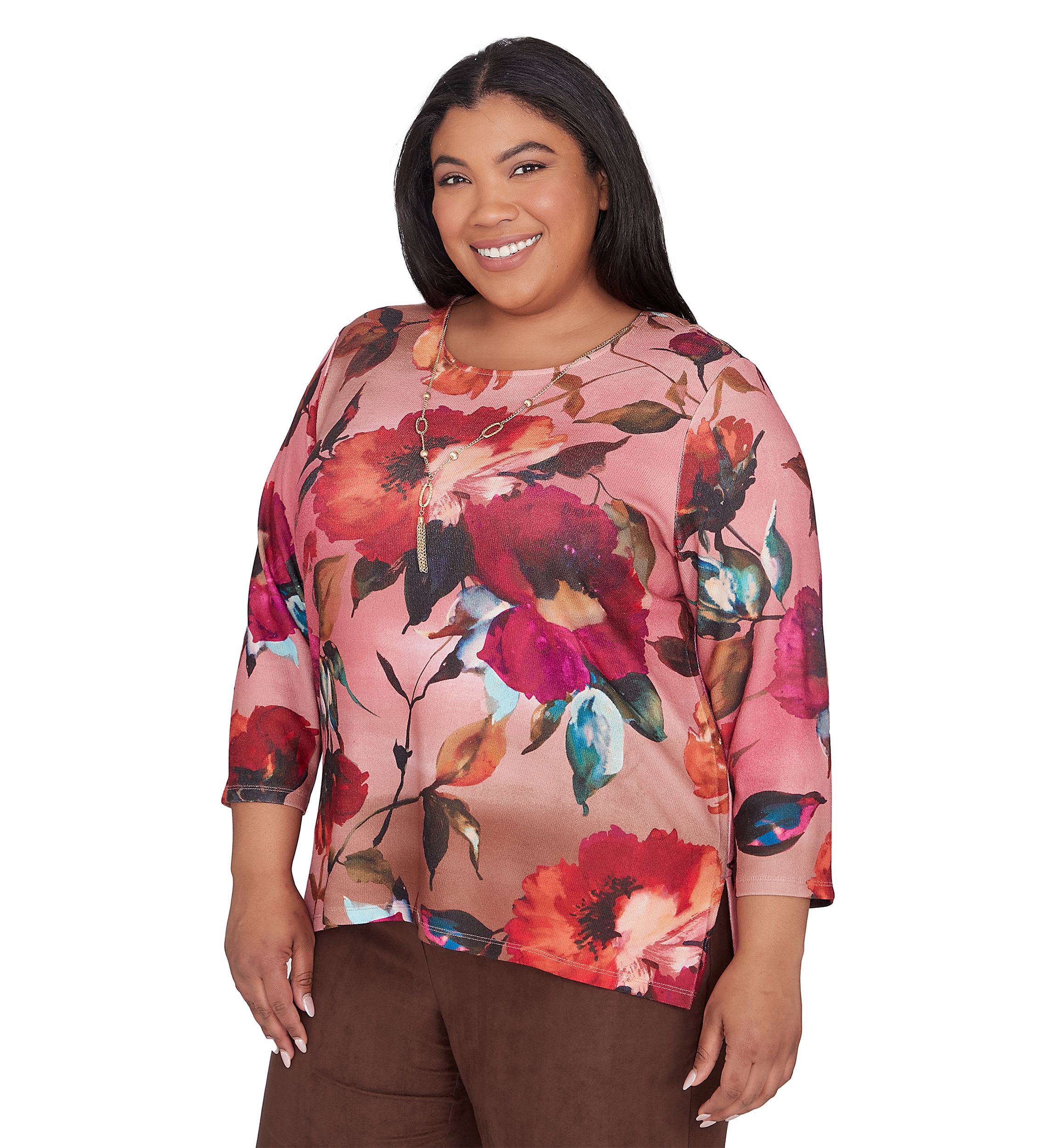 Plus Size Wine Country Dramatic Floral Top