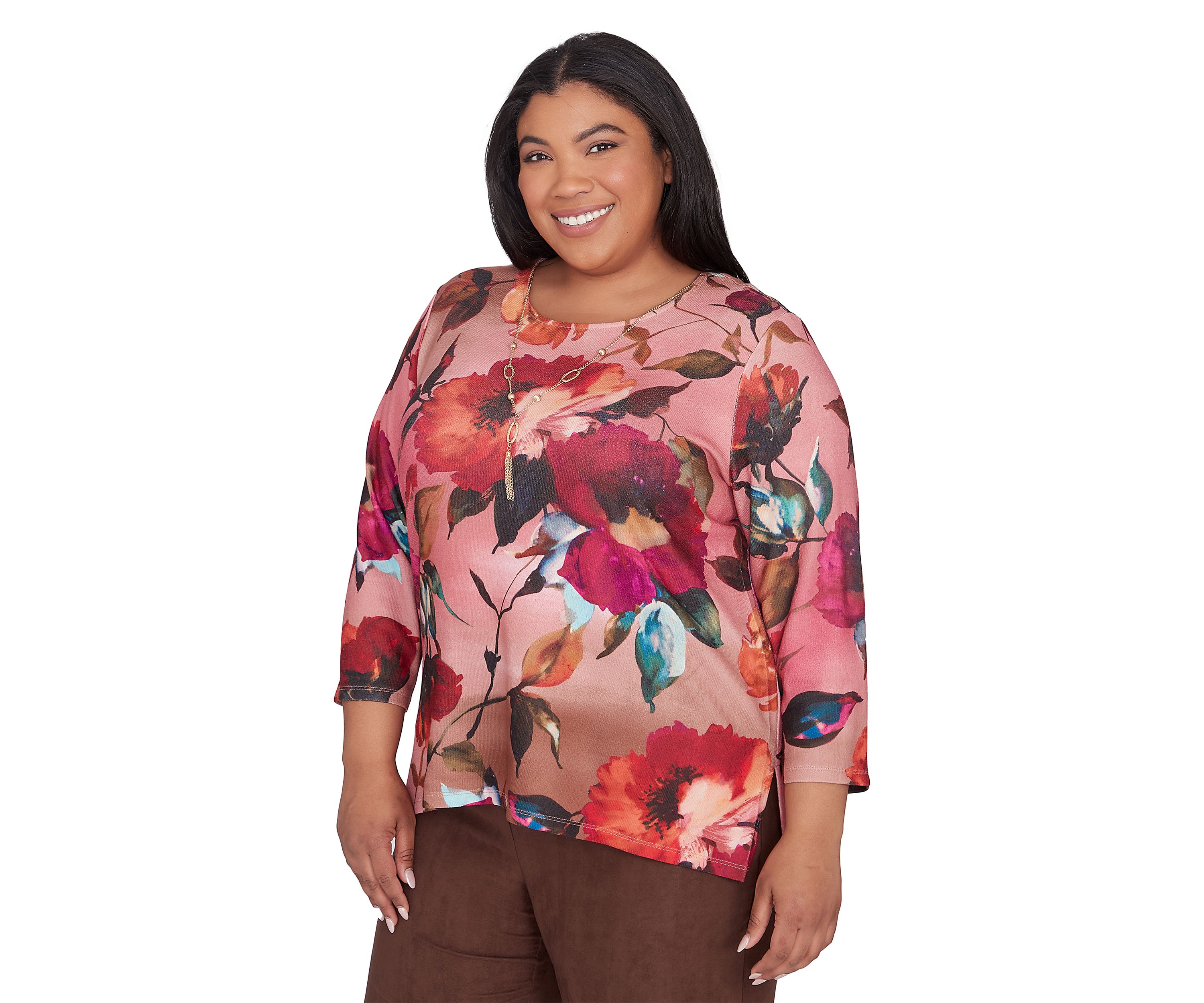 Plus Size Wine Country Dramatic Floral Top
