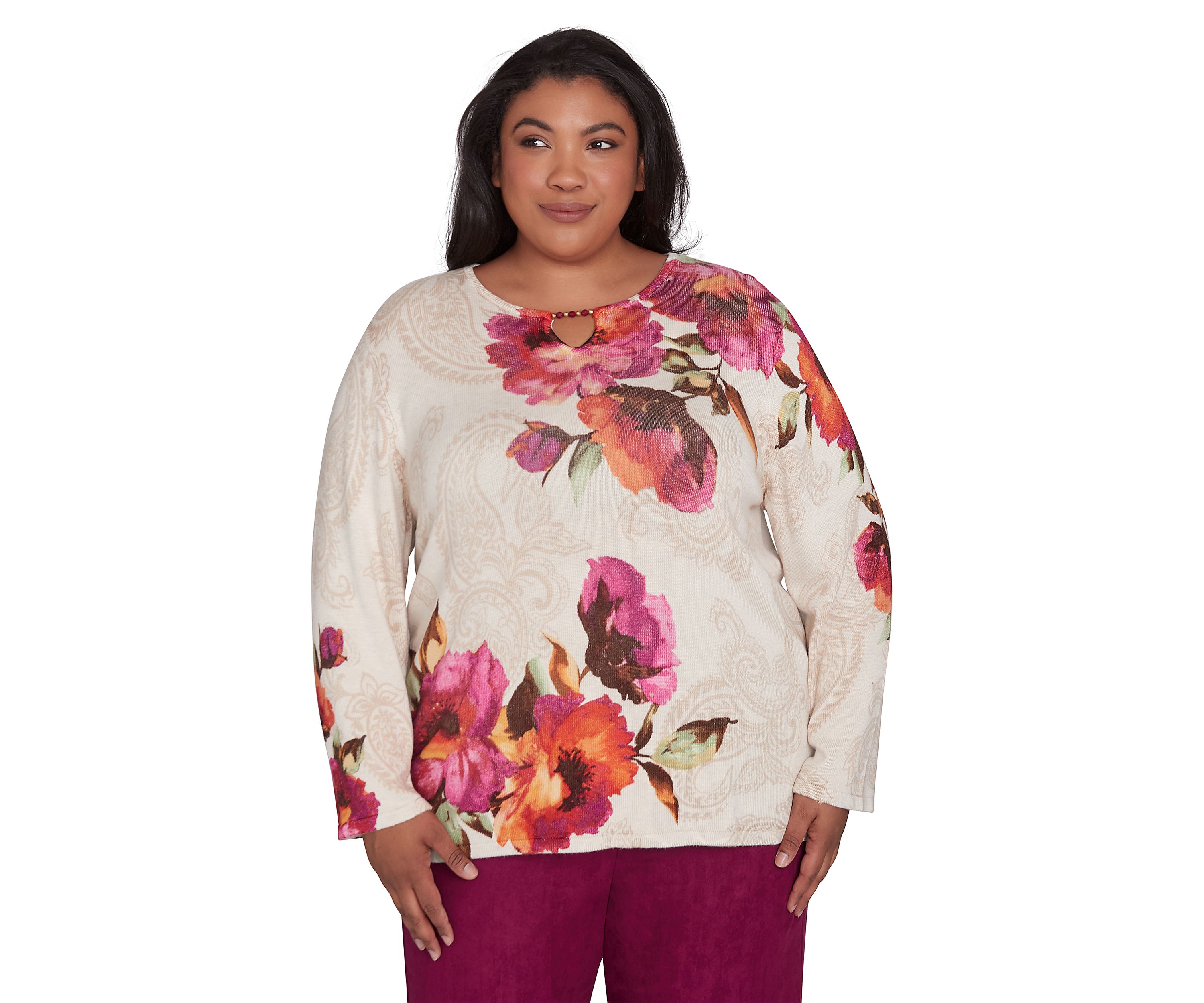 Plus Size Wine Country Watercolor Floral Top 