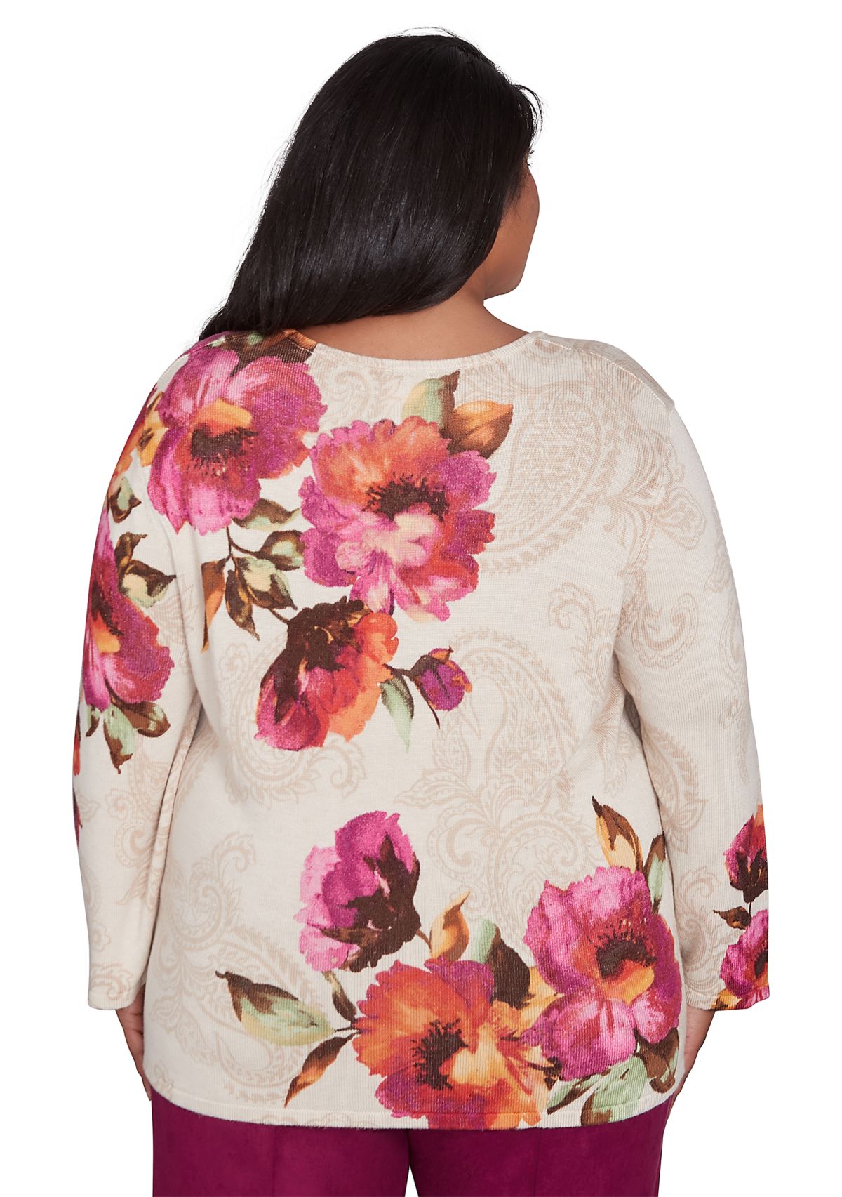 Plus Size Wine Country Watercolor Floral Top 