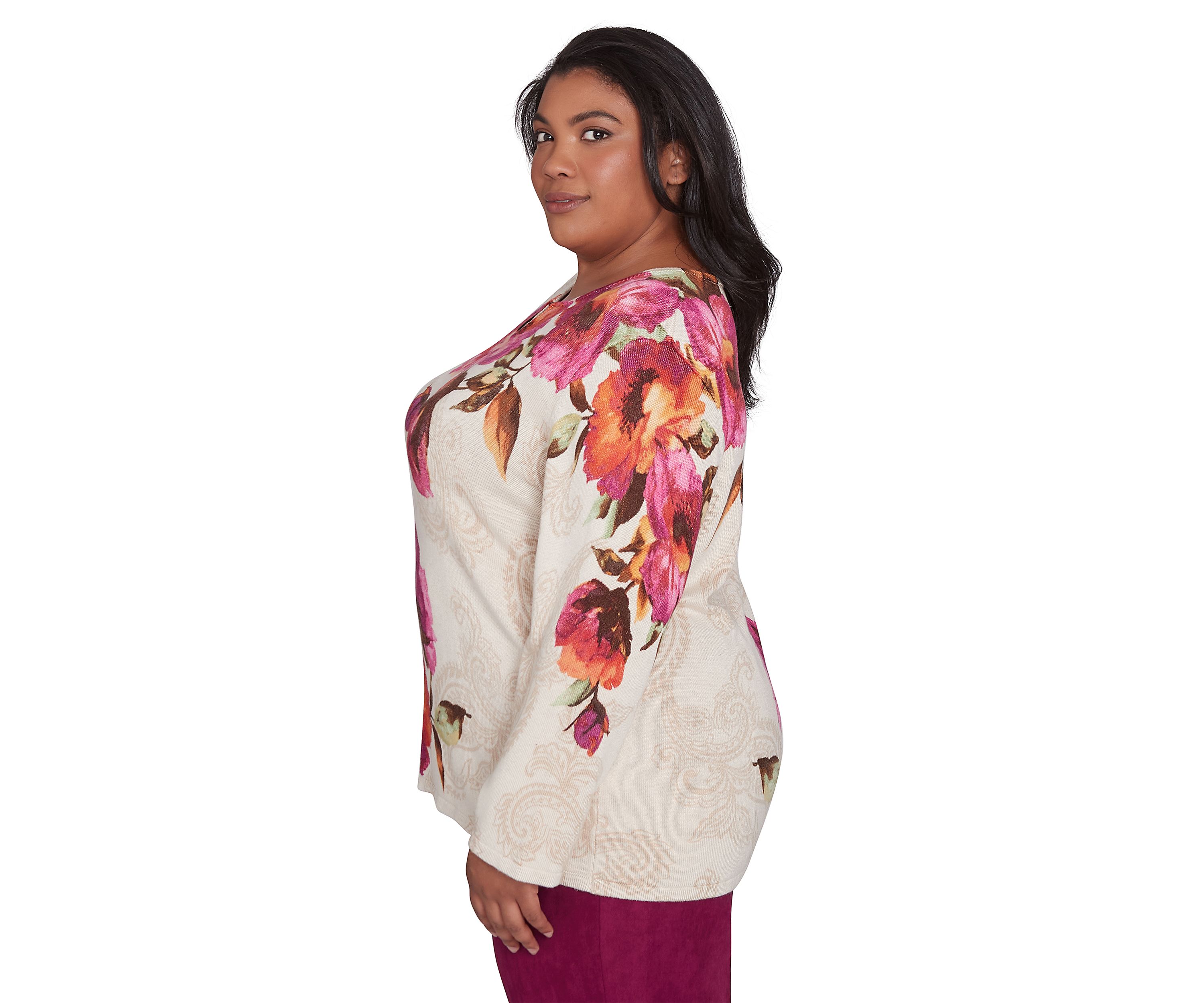 Plus Size Wine Country Watercolor Floral Top 