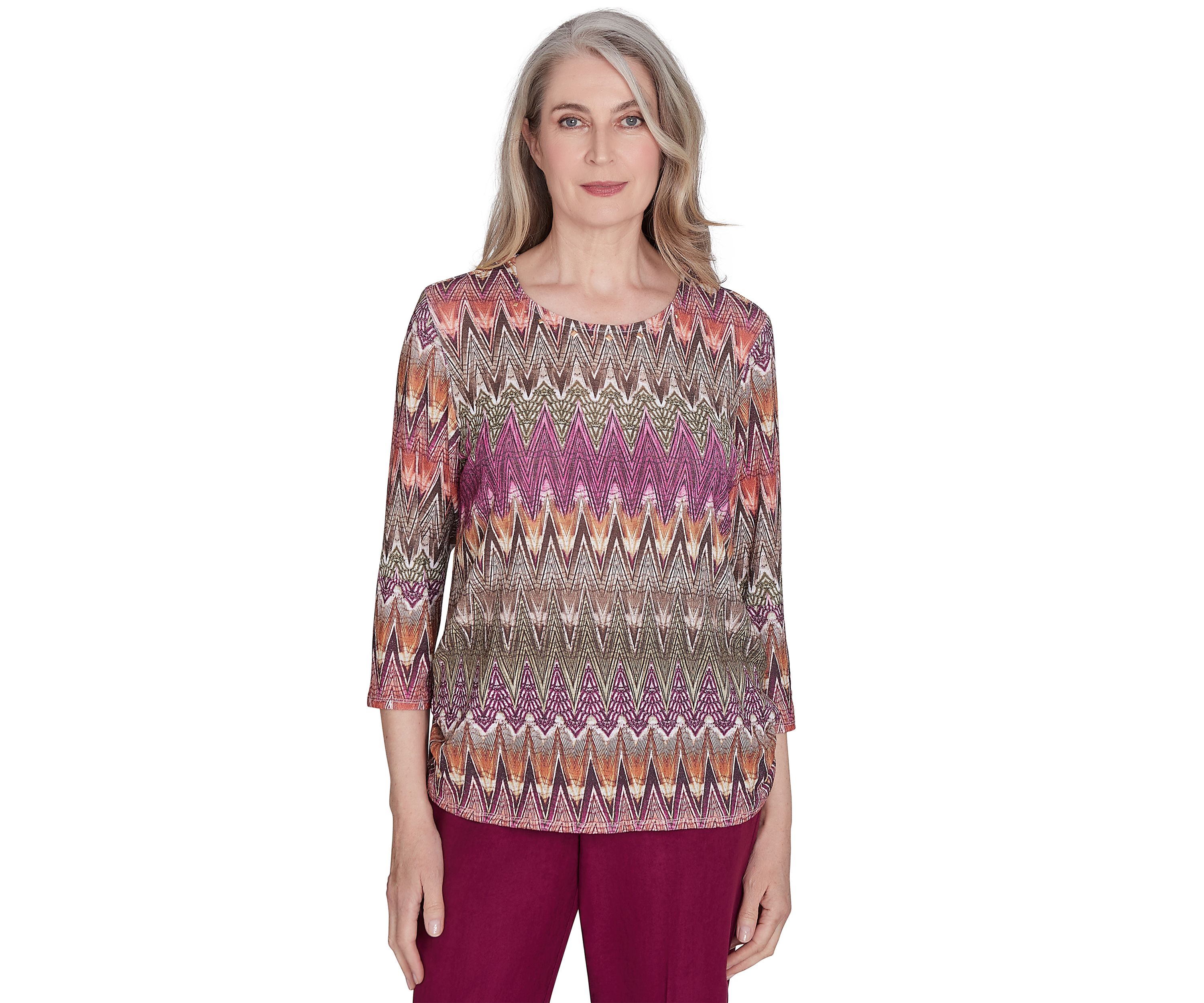 Petite Wine Country Chevron Texture Top