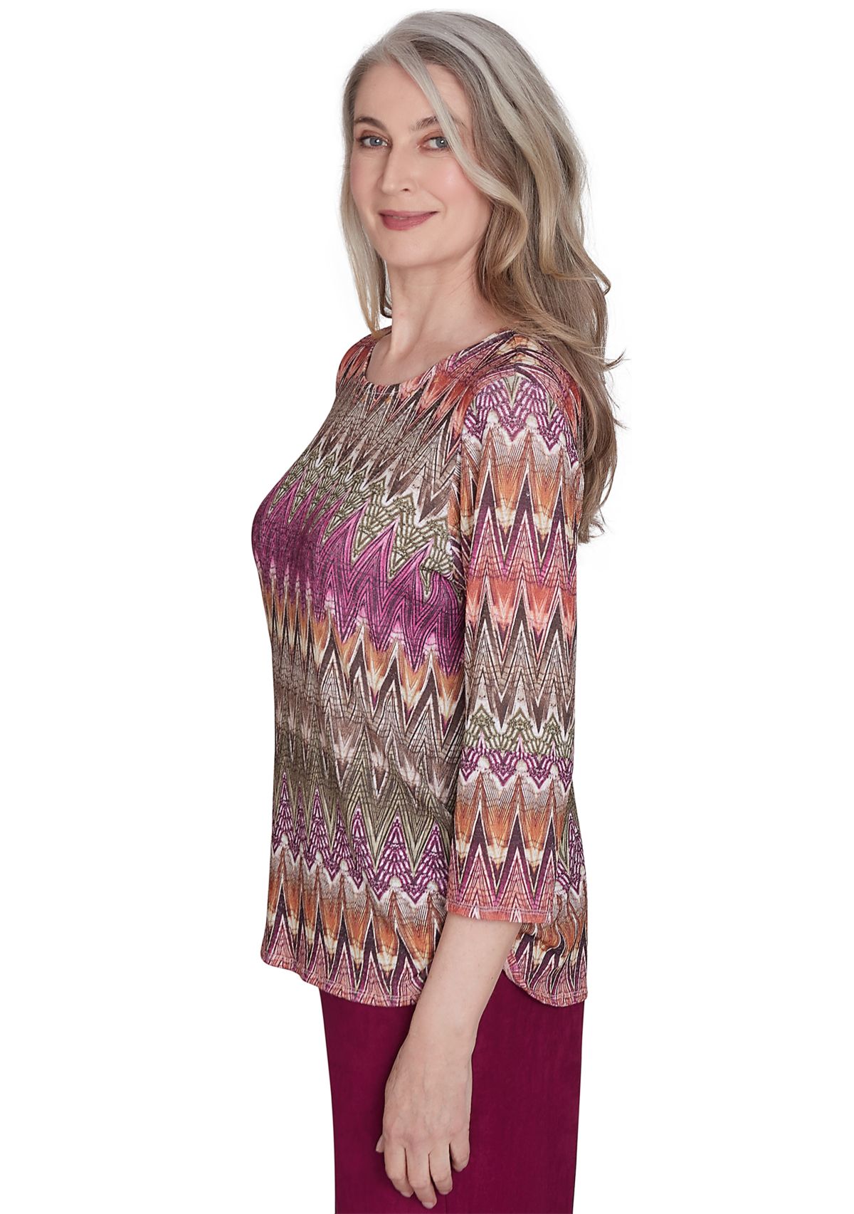 Petite Wine Country Chevron Texture Top