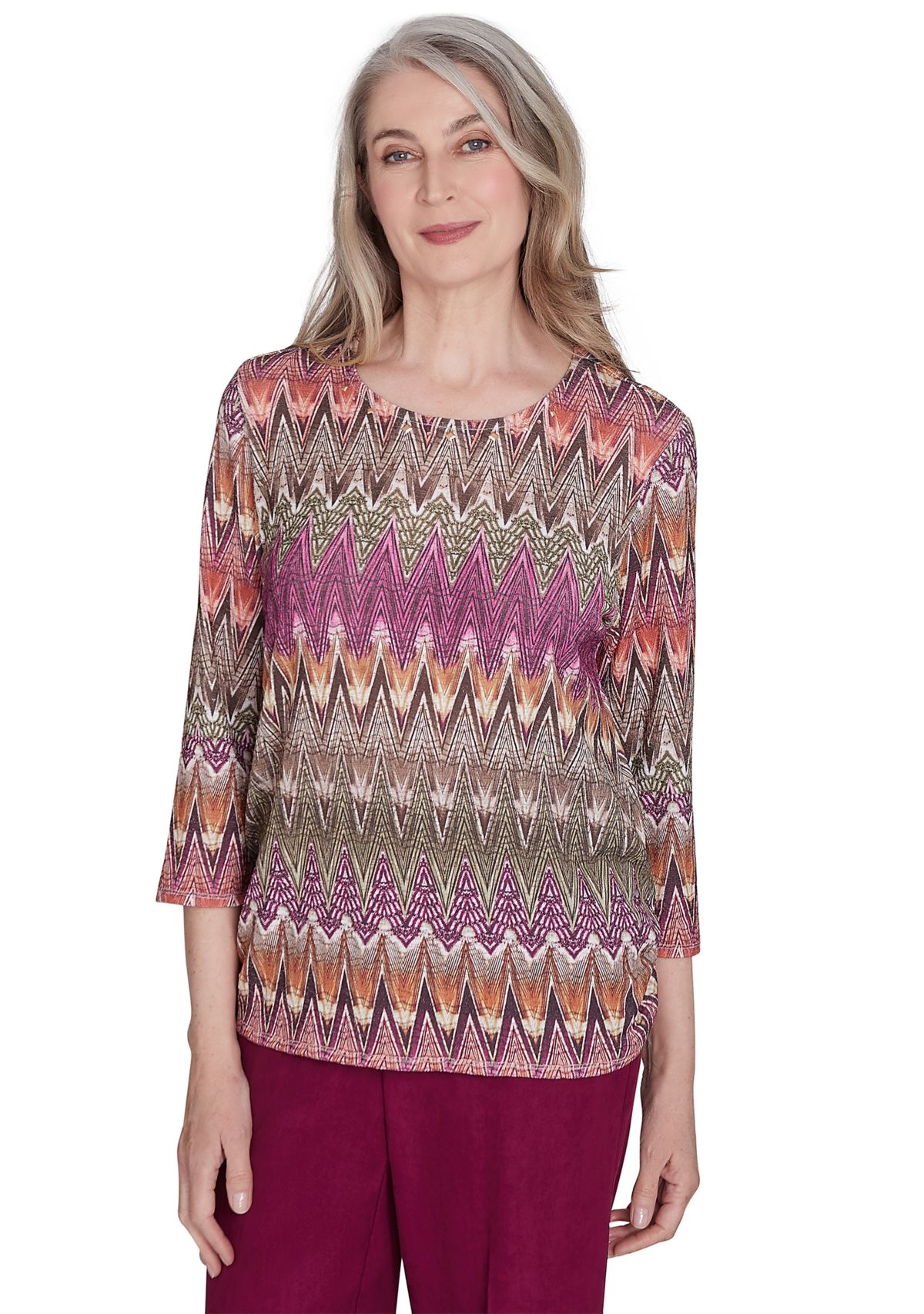 Petite Wine Country Chevron Texture Top