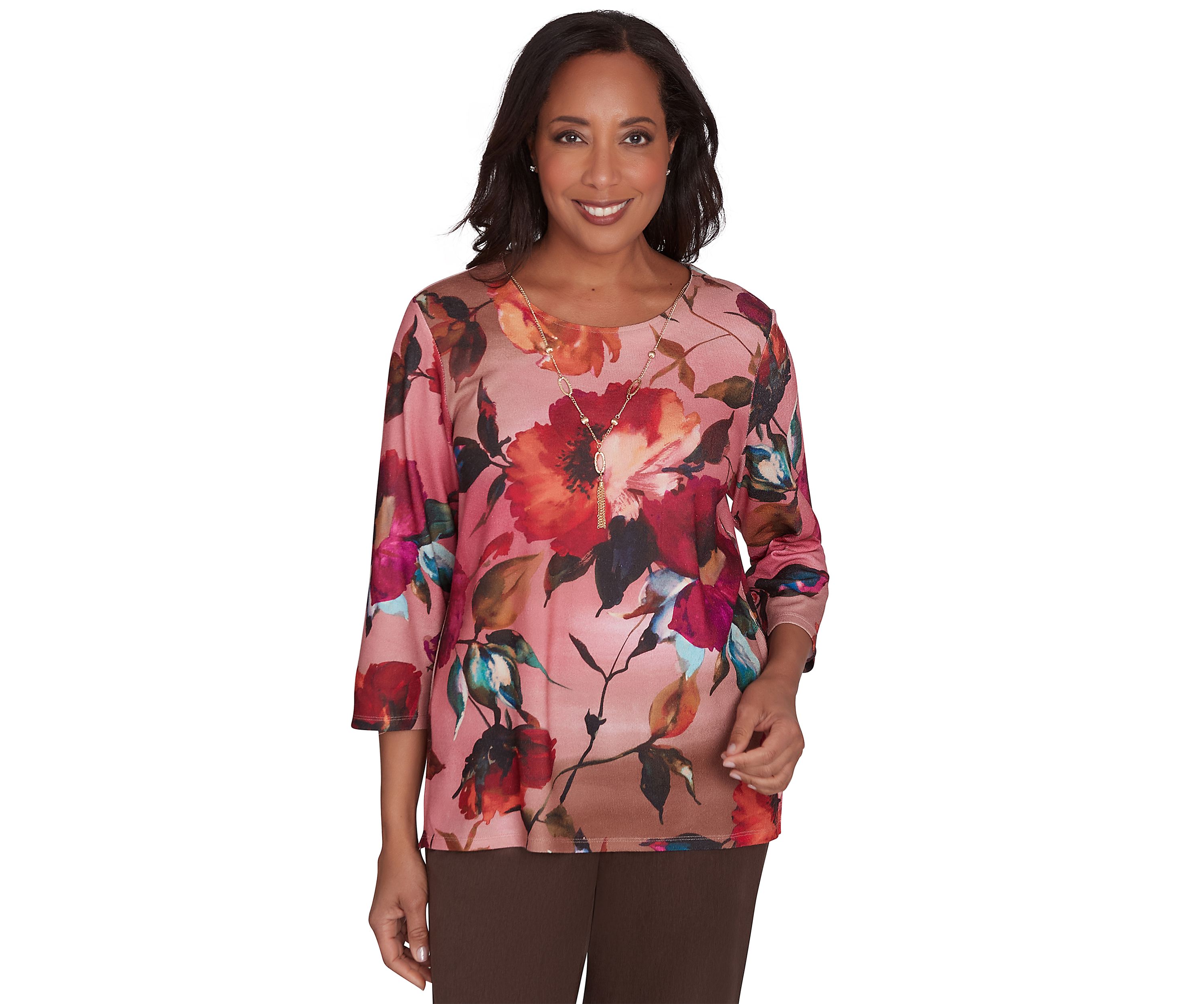 Petite Wine Country Dramatic Floral Top