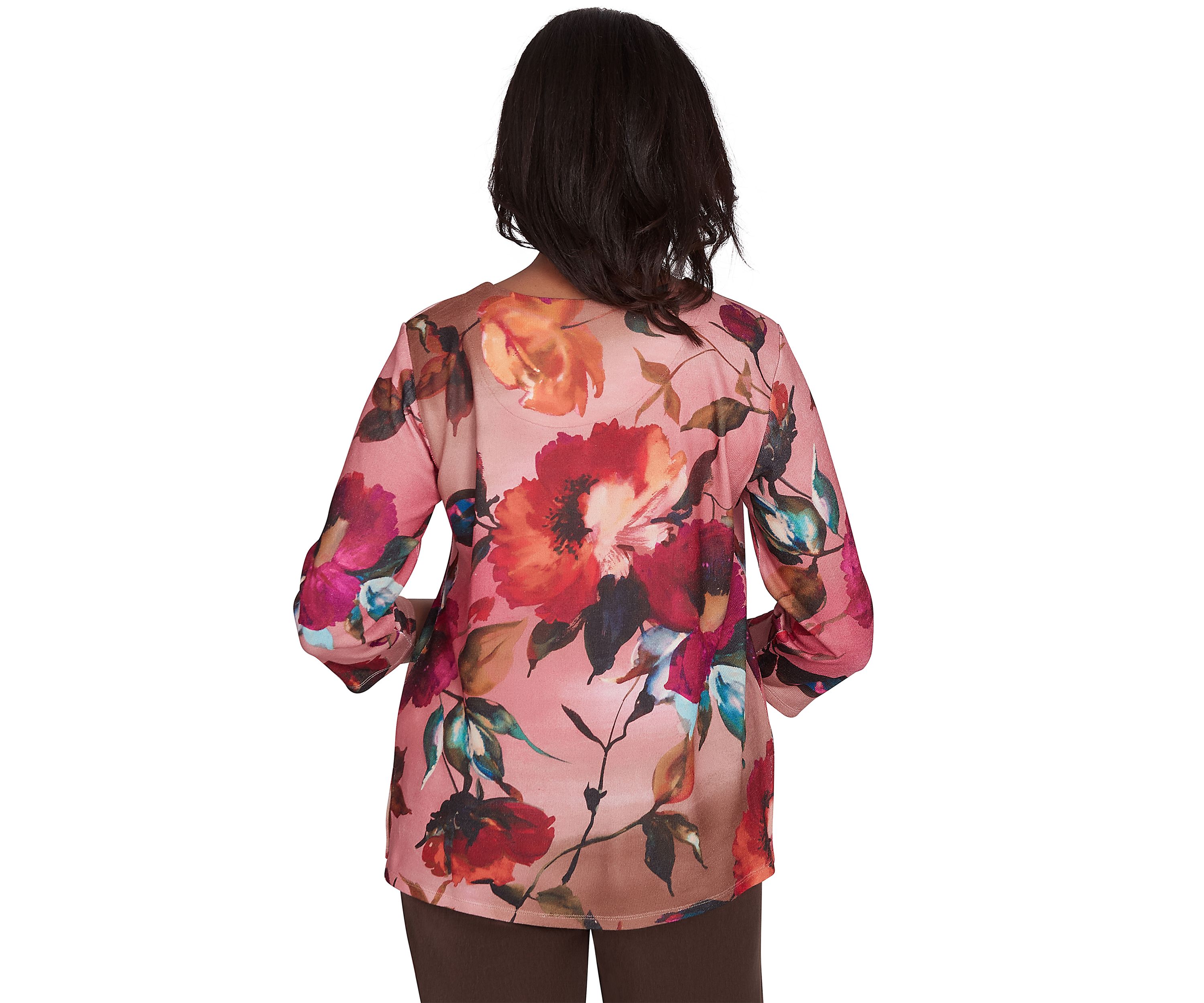 Petite Wine Country Dramatic Floral Top
