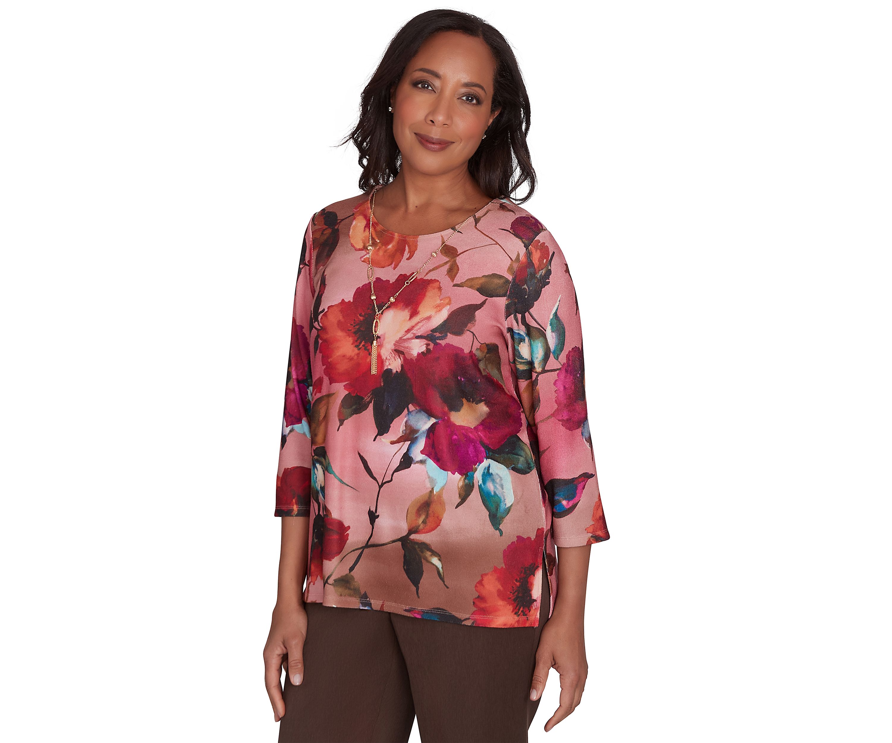 Petite Wine Country Dramatic Floral Top
