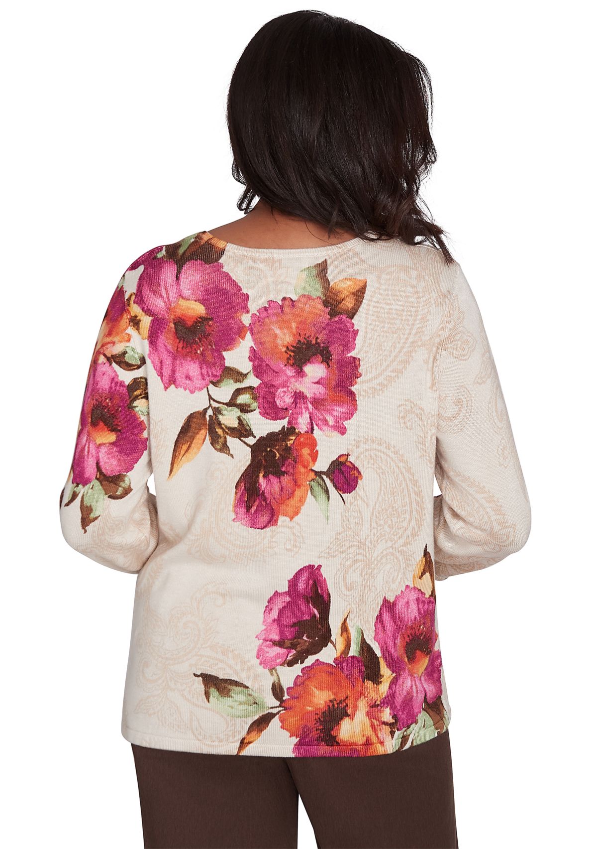 Petite Wine Country Watercolor Floral Top 