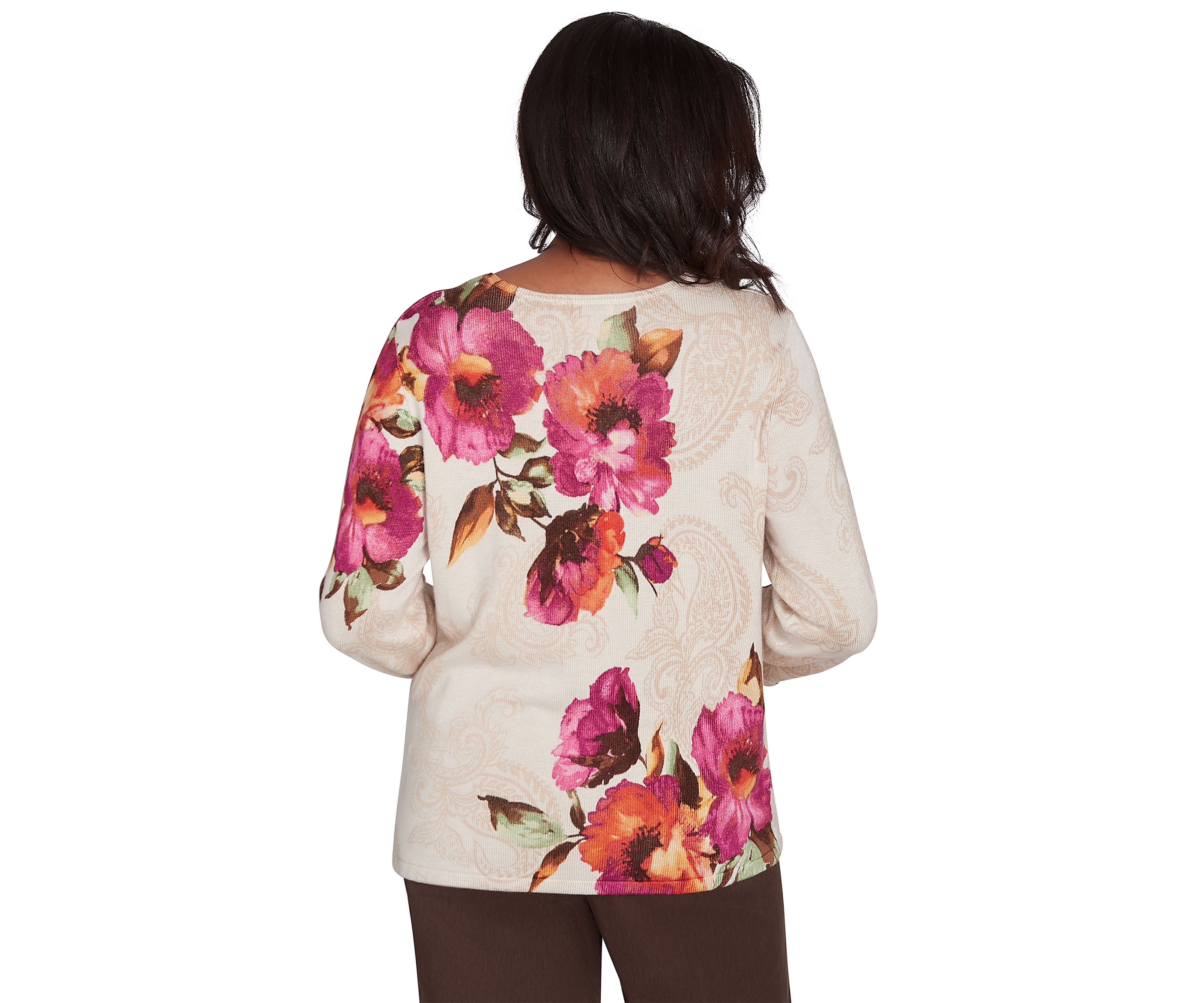 Petite Wine Country Watercolor Floral Top 