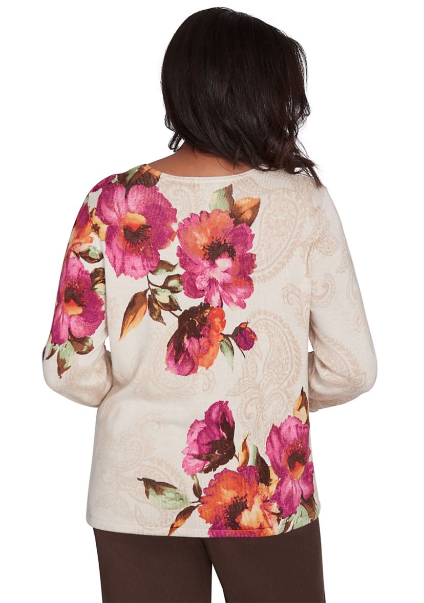 Petite Wine Country Watercolor Floral Top 