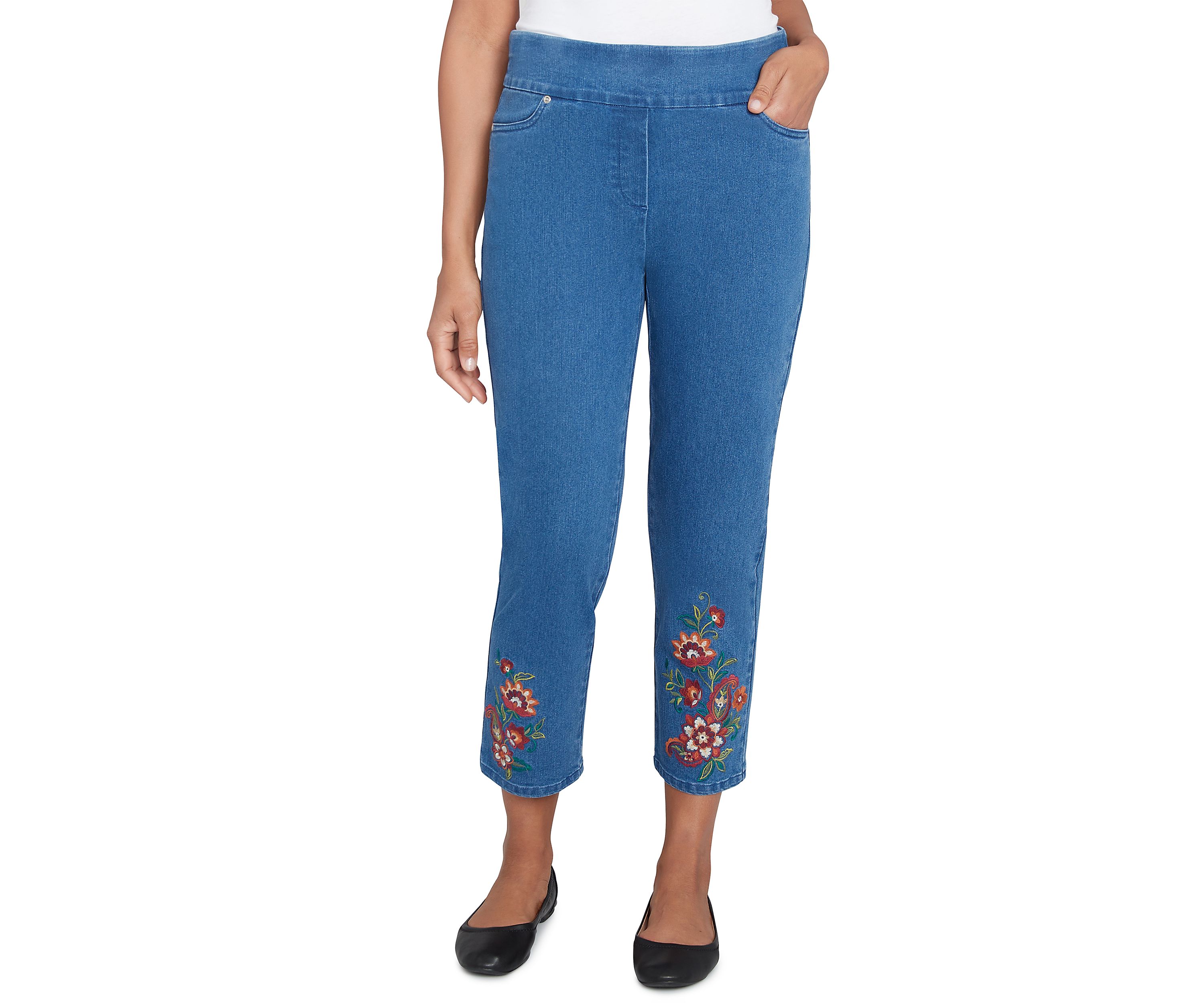 Womens Harvest Moon Paisley Floral Embroidered Ankle Pants