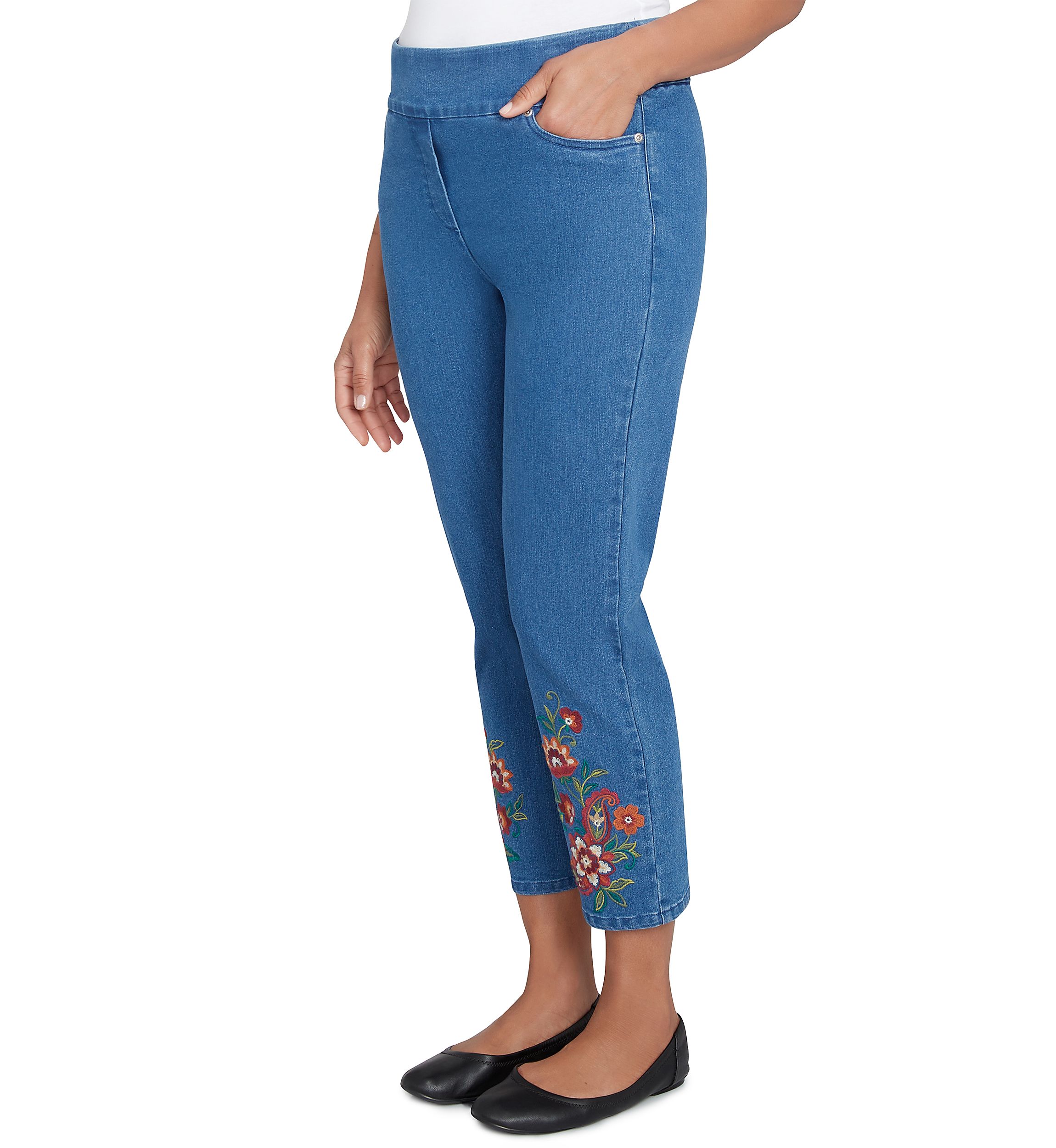 Womens Harvest Moon Paisley Floral Embroidered Ankle Pants