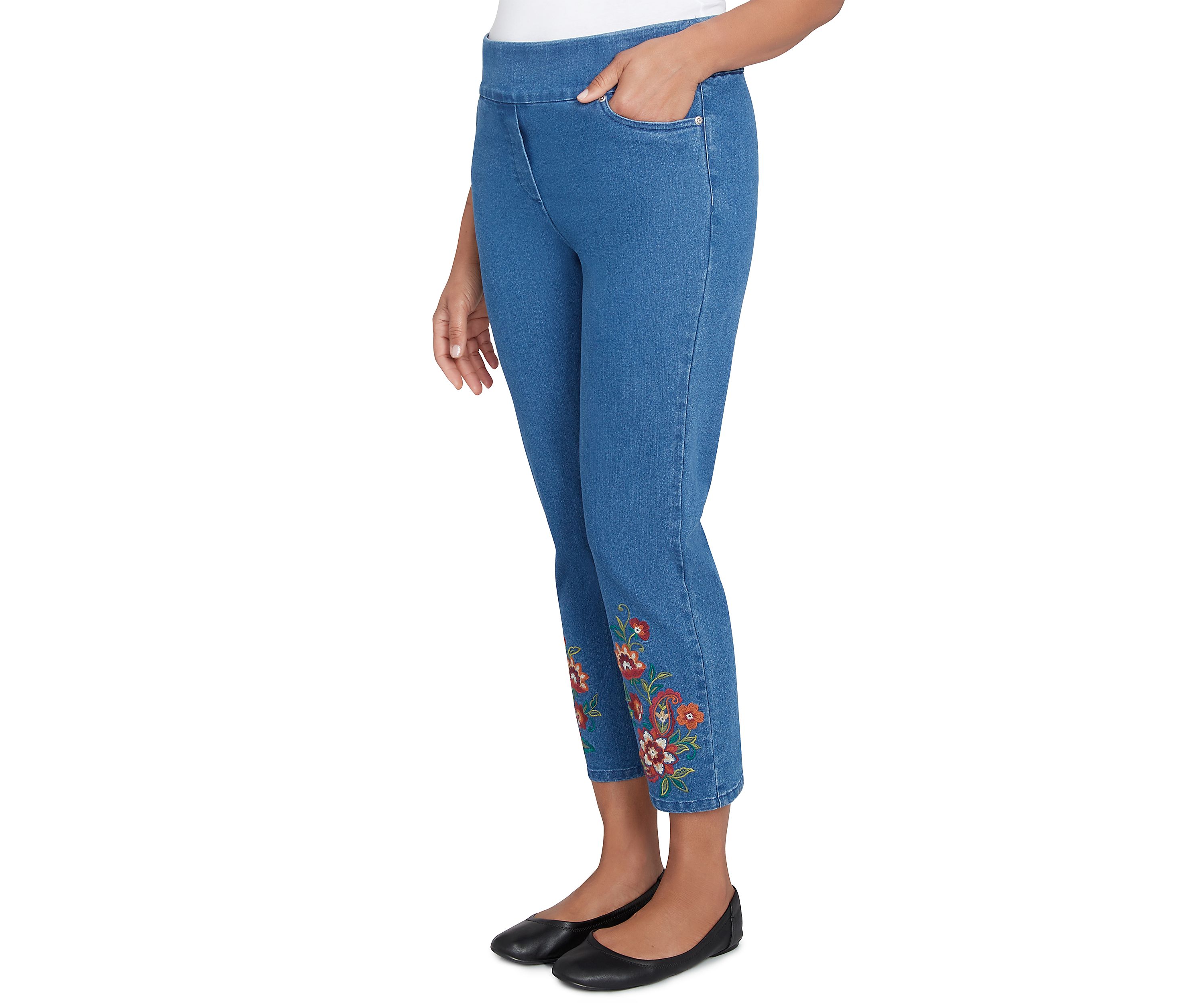 Womens Harvest Moon Paisley Floral Embroidered Ankle Pants