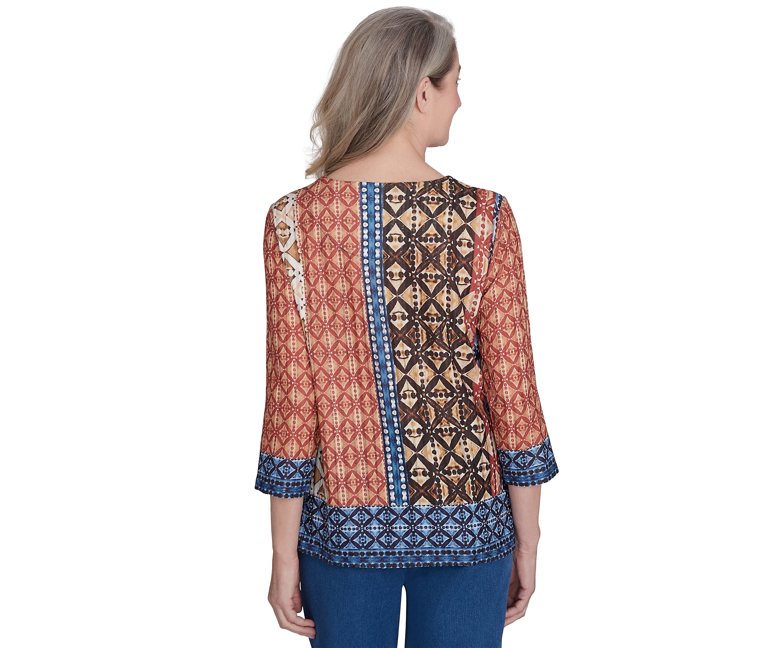 Womens Harvest Moon Batik Texture Border Top