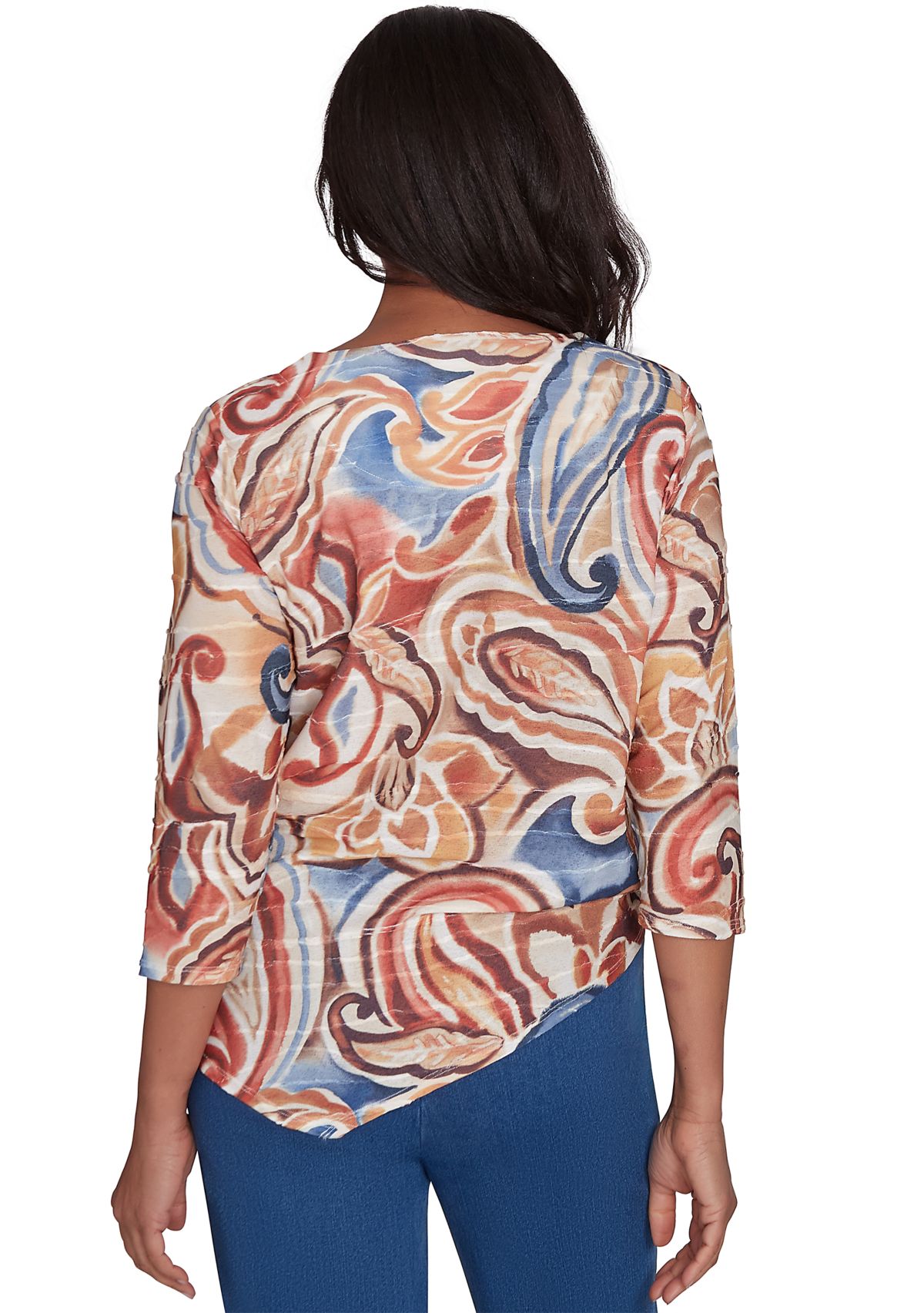 Womens Harvest Moon Watercolor Texture Paisley Top 