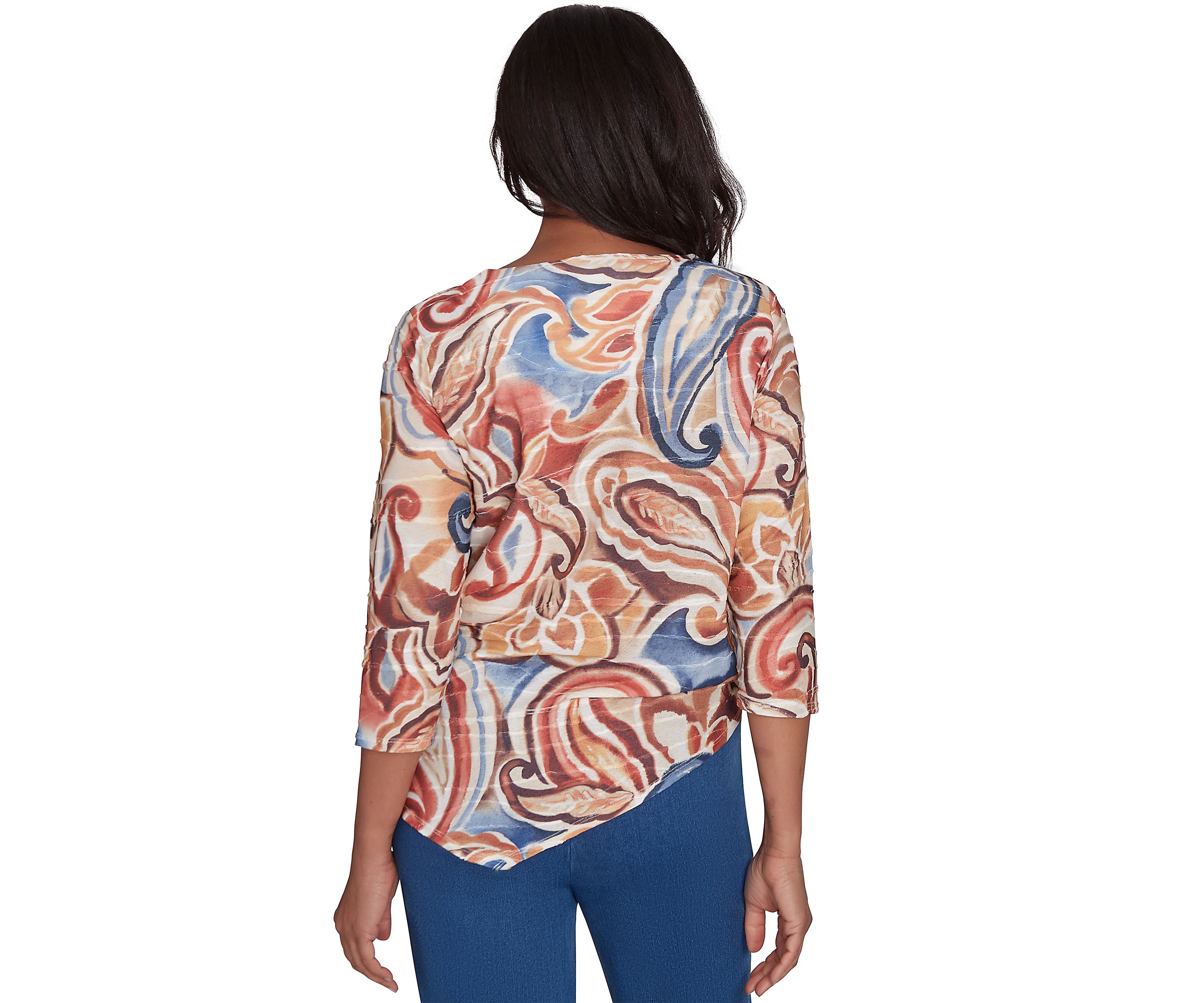 Womens Harvest Moon Watercolor Texture Paisley Top 