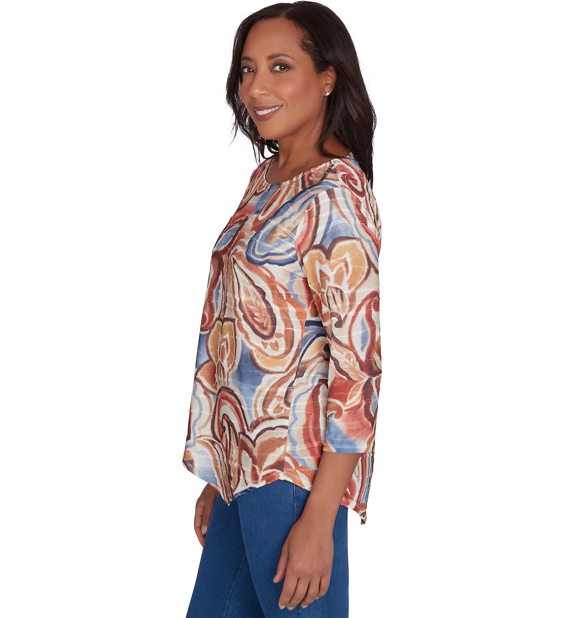 Womens Harvest Moon Watercolor Texture Paisley Top 