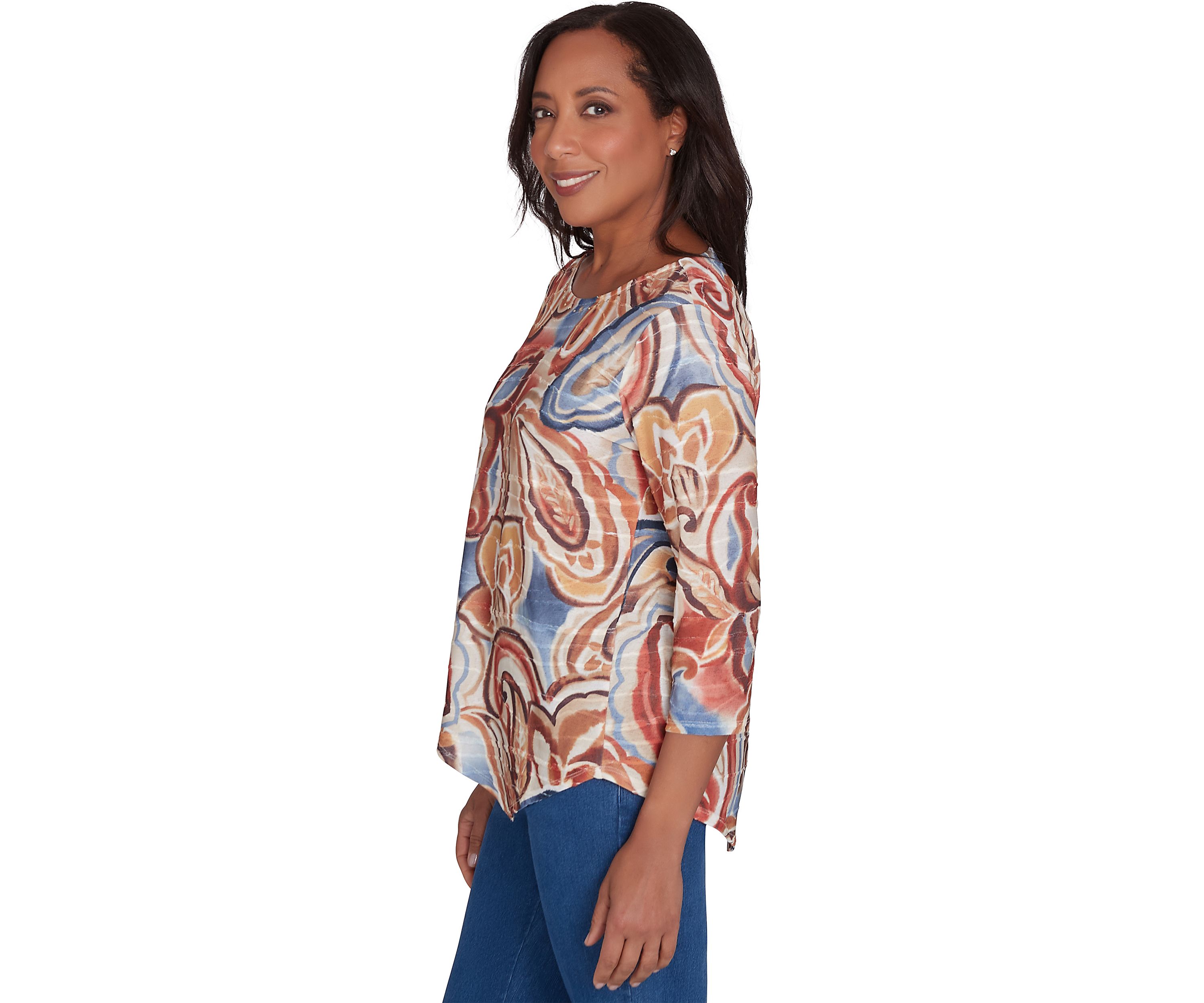 Womens Harvest Moon Watercolor Texture Paisley Top 