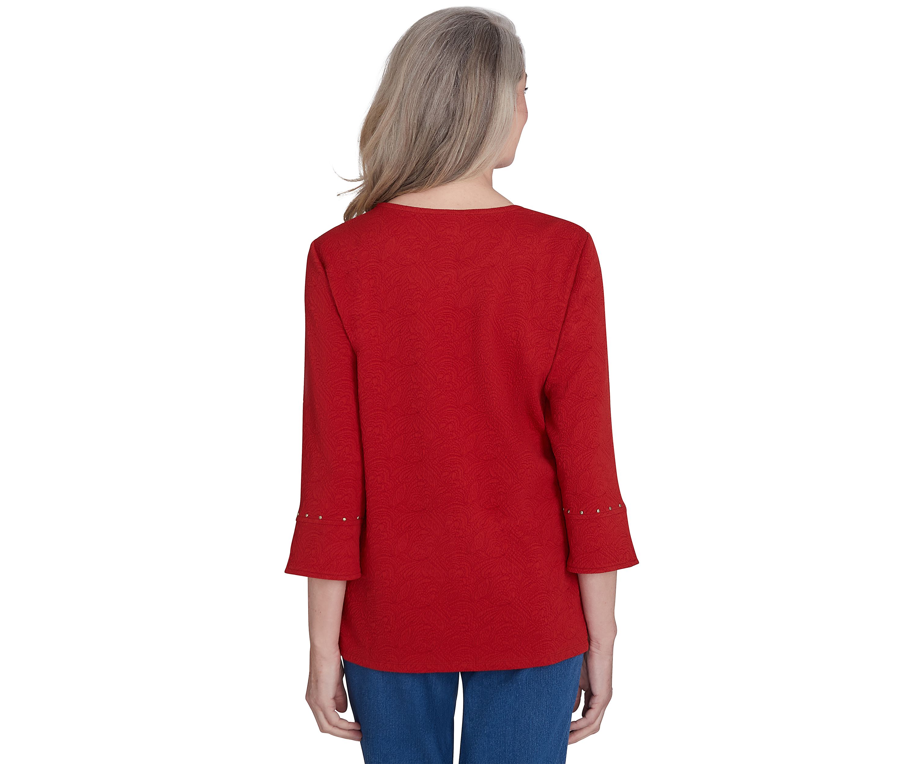 Womens Harvest Moon Spliced Solid Texture Top with Heat Set
