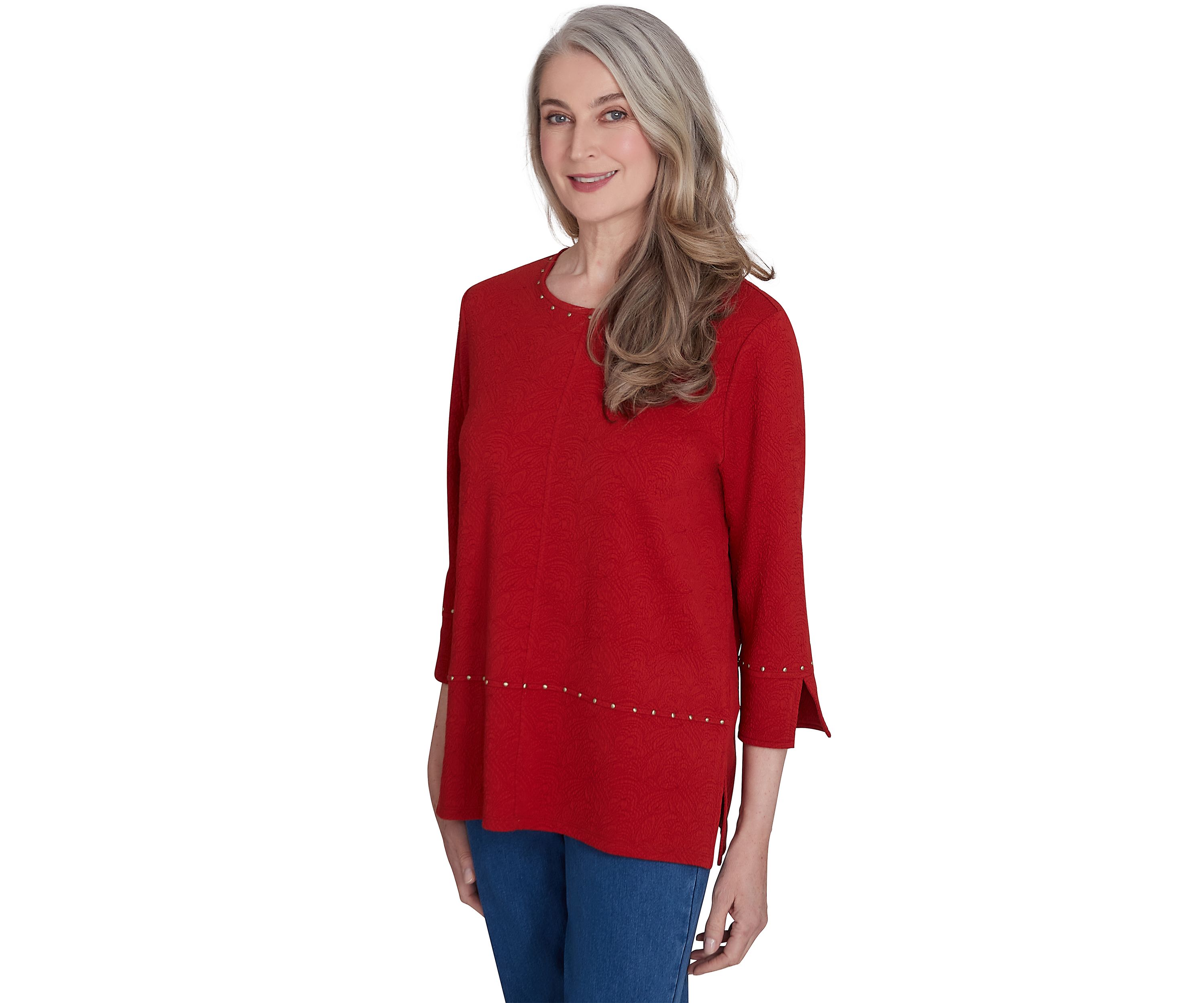 Womens Harvest Moon Spliced Solid Texture Top with Heat Set