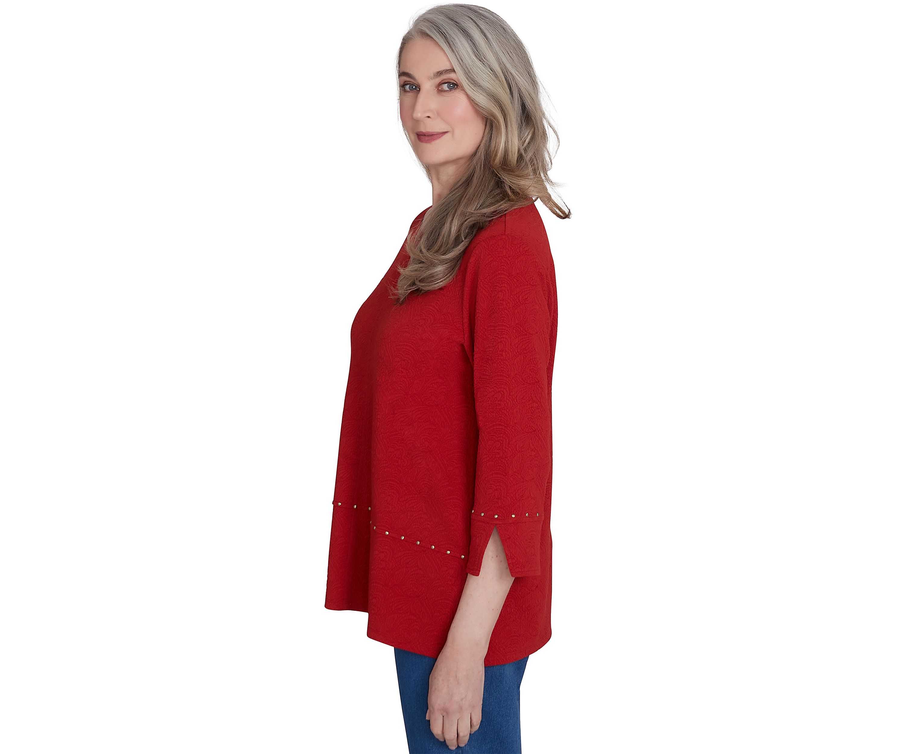 Womens Harvest Moon Spliced Solid Texture Top with Heat Set
