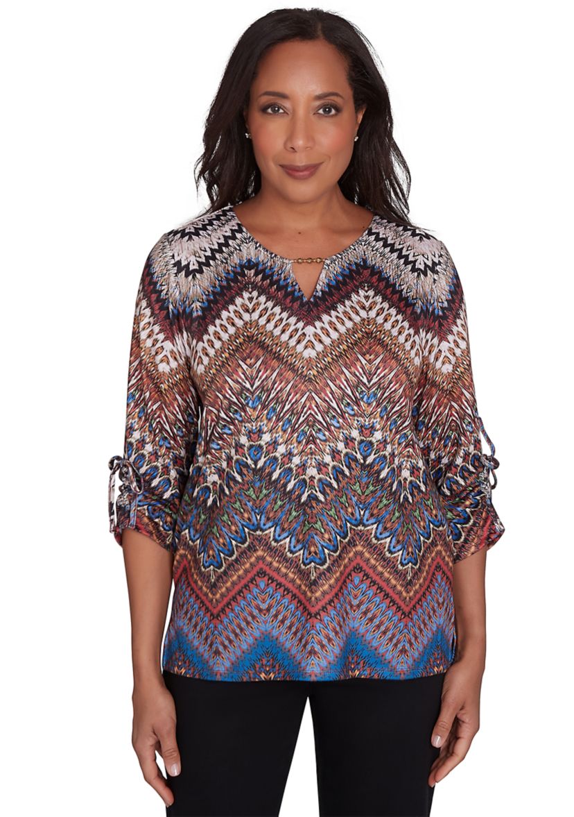 Womens Harvest Moon Chevron Texture Top