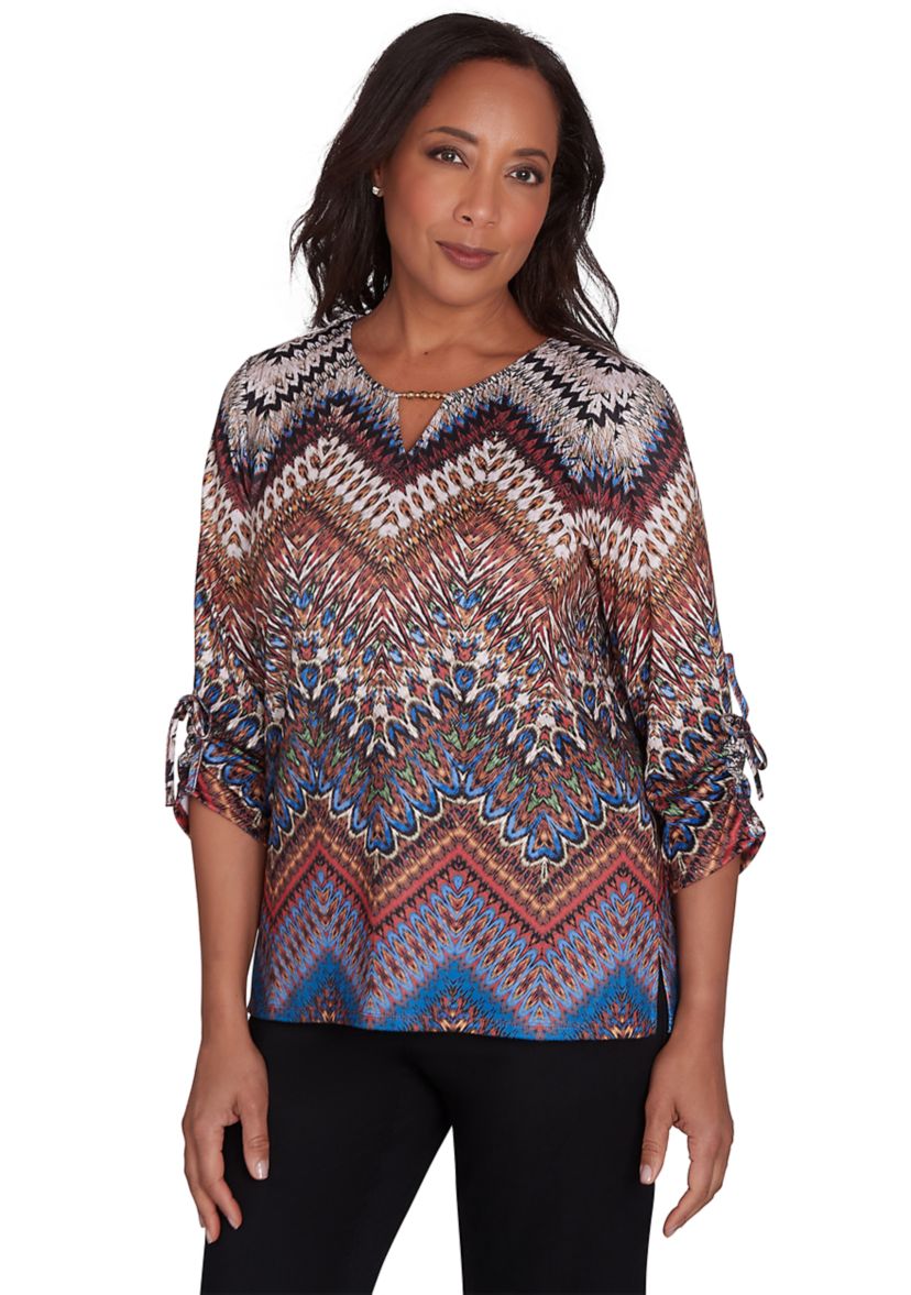 Womens Harvest Moon Chevron Texture Top
