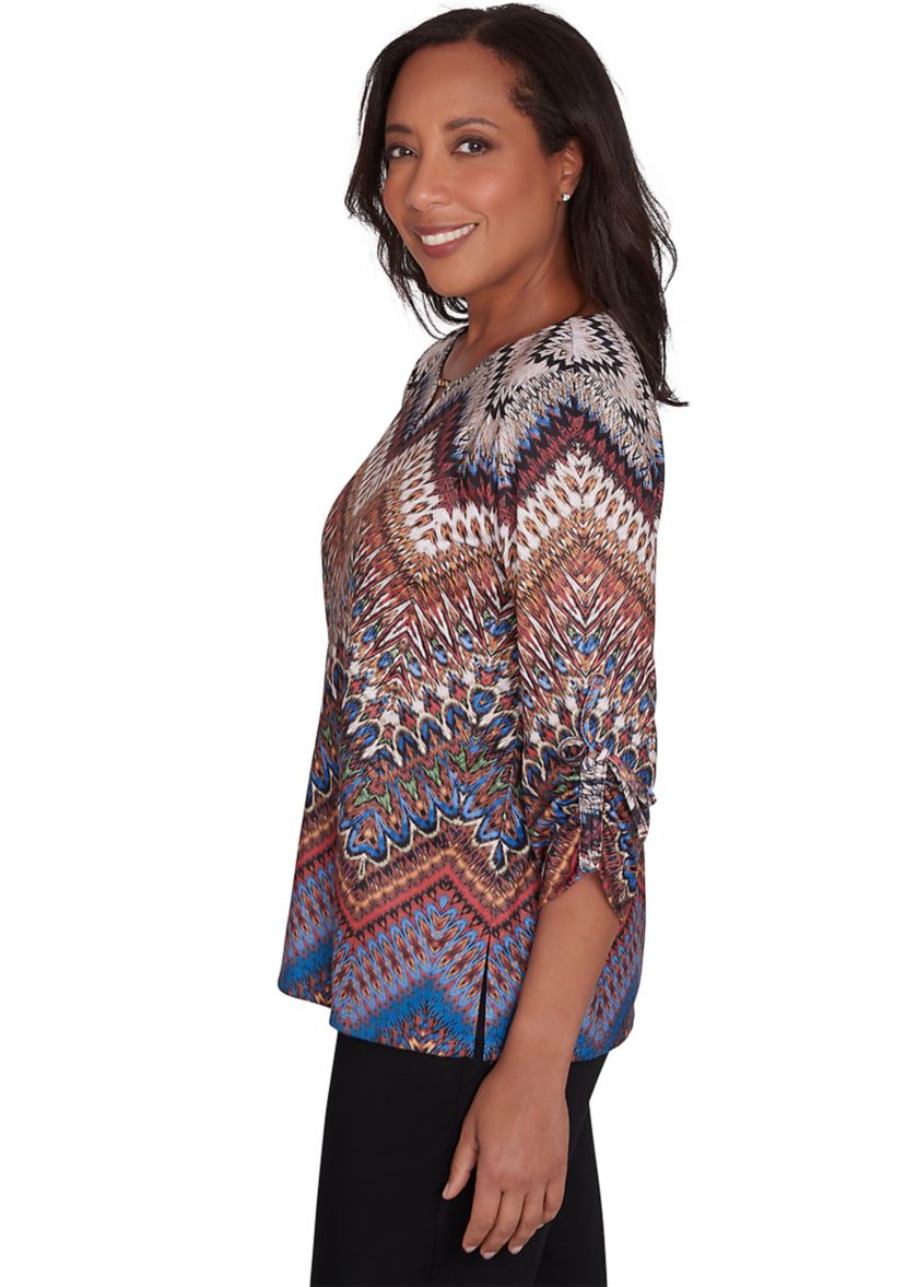 Womens Harvest Moon Chevron Texture Top