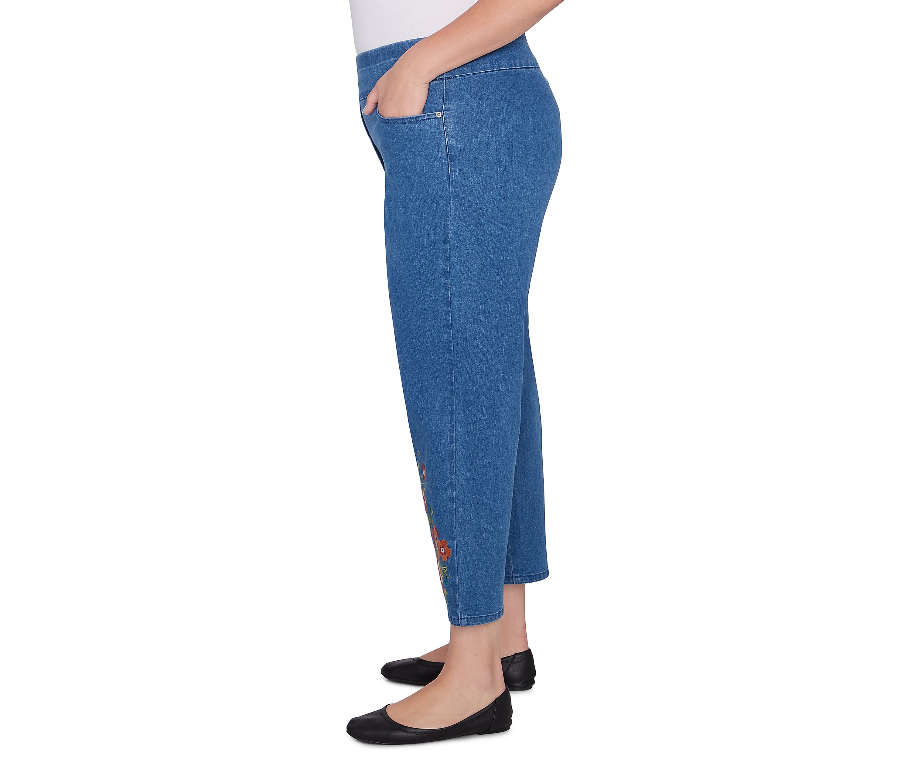 Plus Size Harvest Moon Paisley Floral Embroidered Ankle Pants