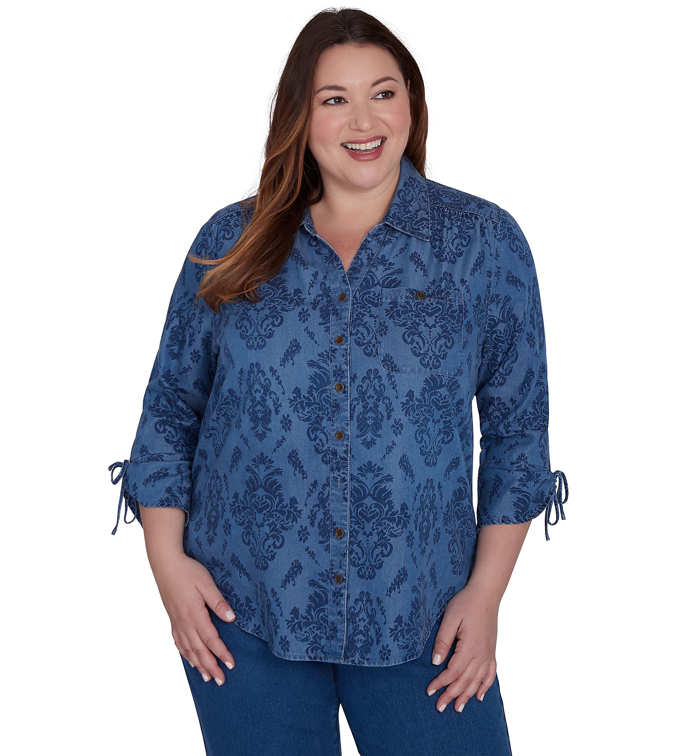 Plus Size Harvest Moon Medallion Tencel Shirt