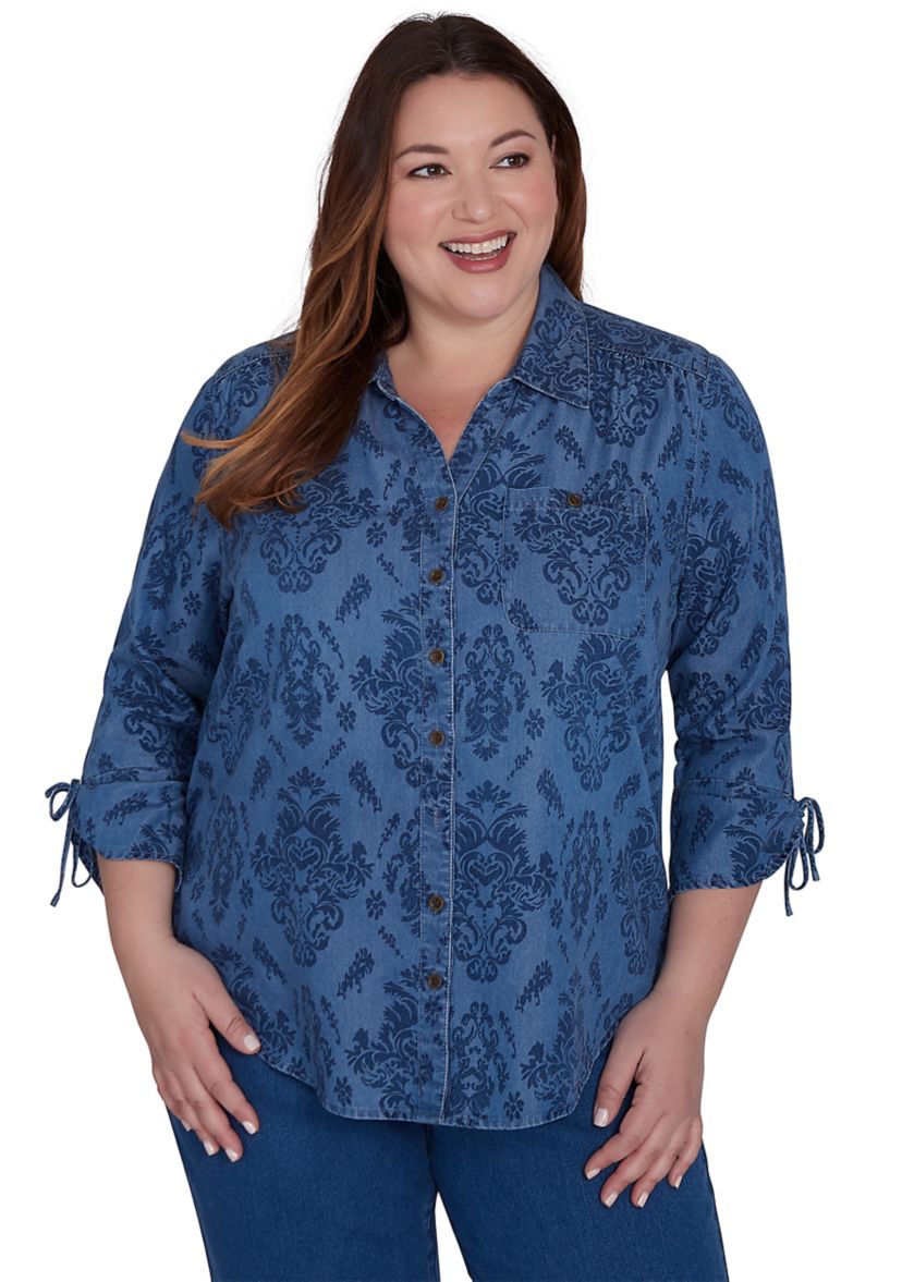 Plus Size Harvest Moon Medallion Tencel Shirt