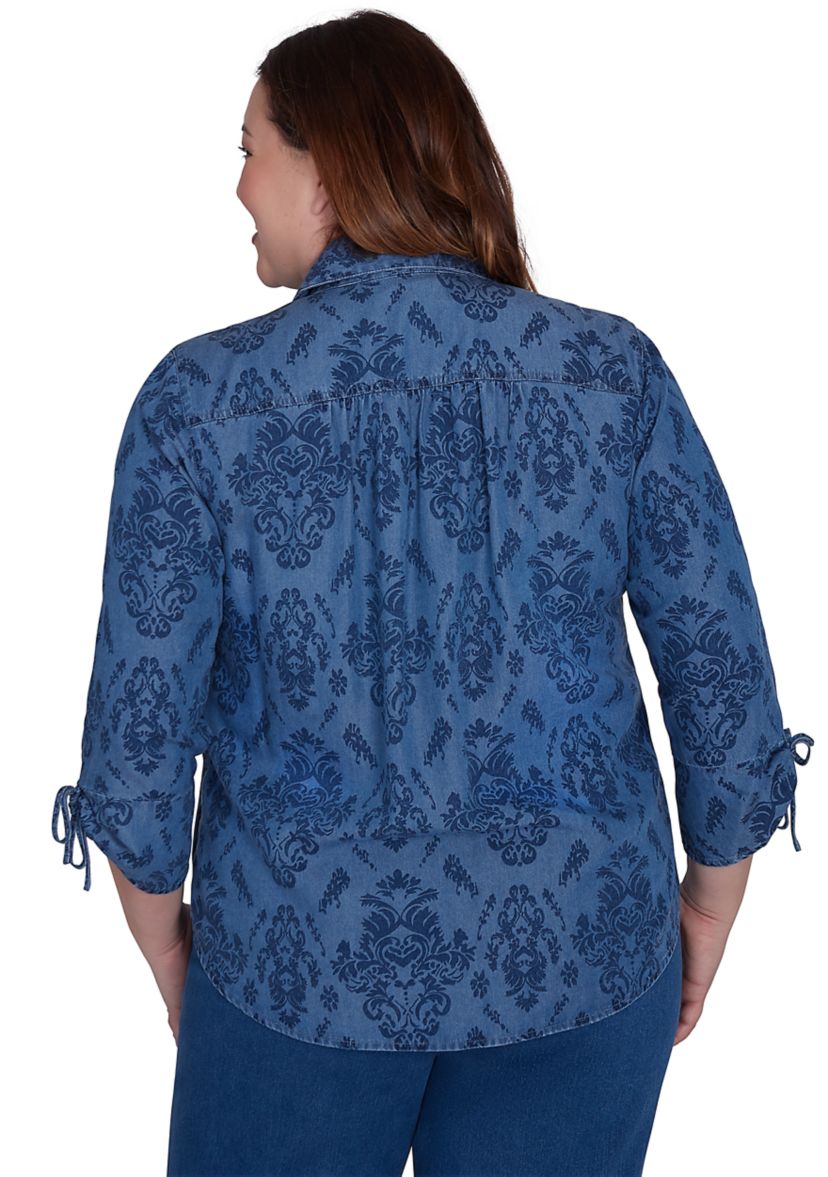 Plus Size Harvest Moon Medallion Tencel Shirt